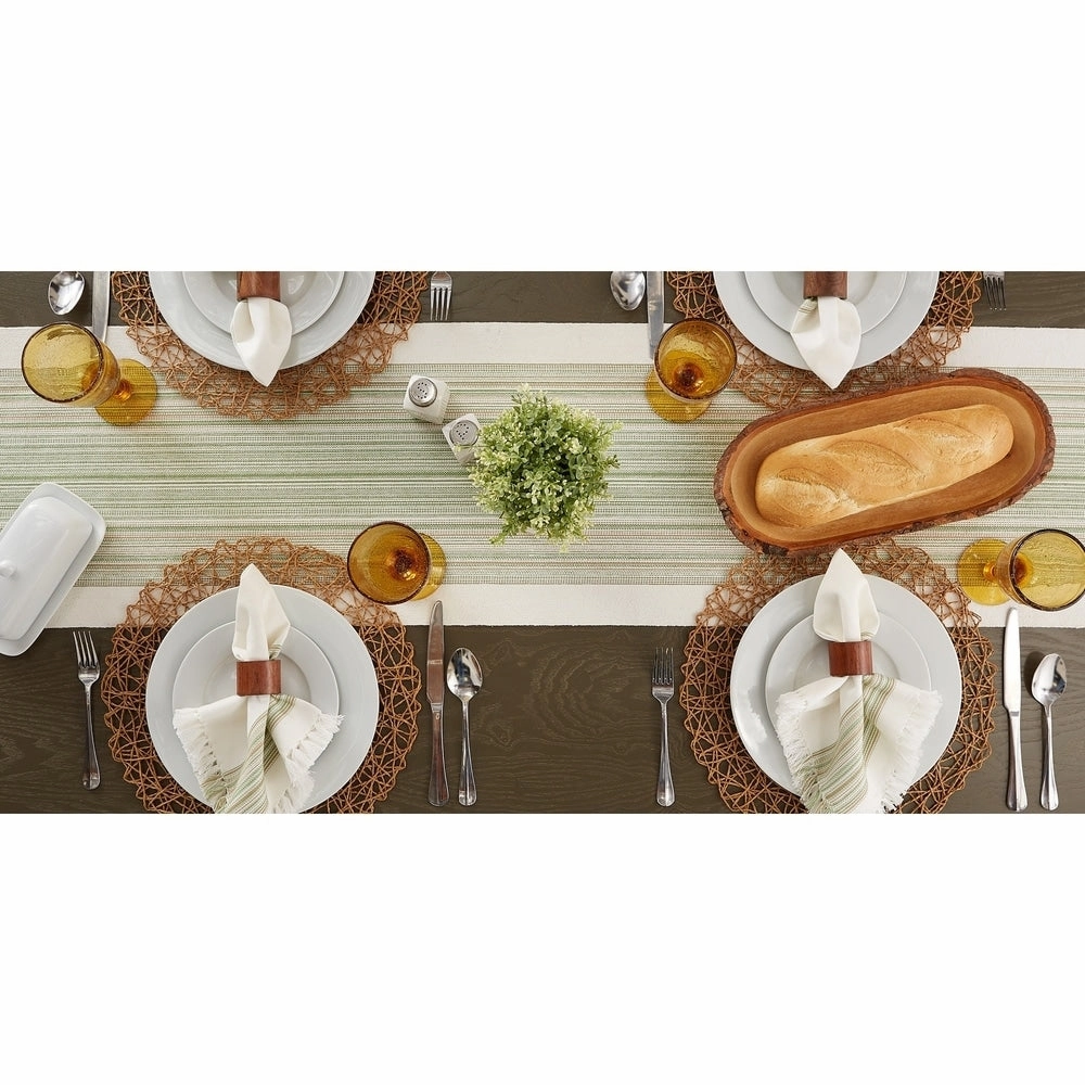 Porch & Den Meryl Stripe Pattern Fringed Table Runner