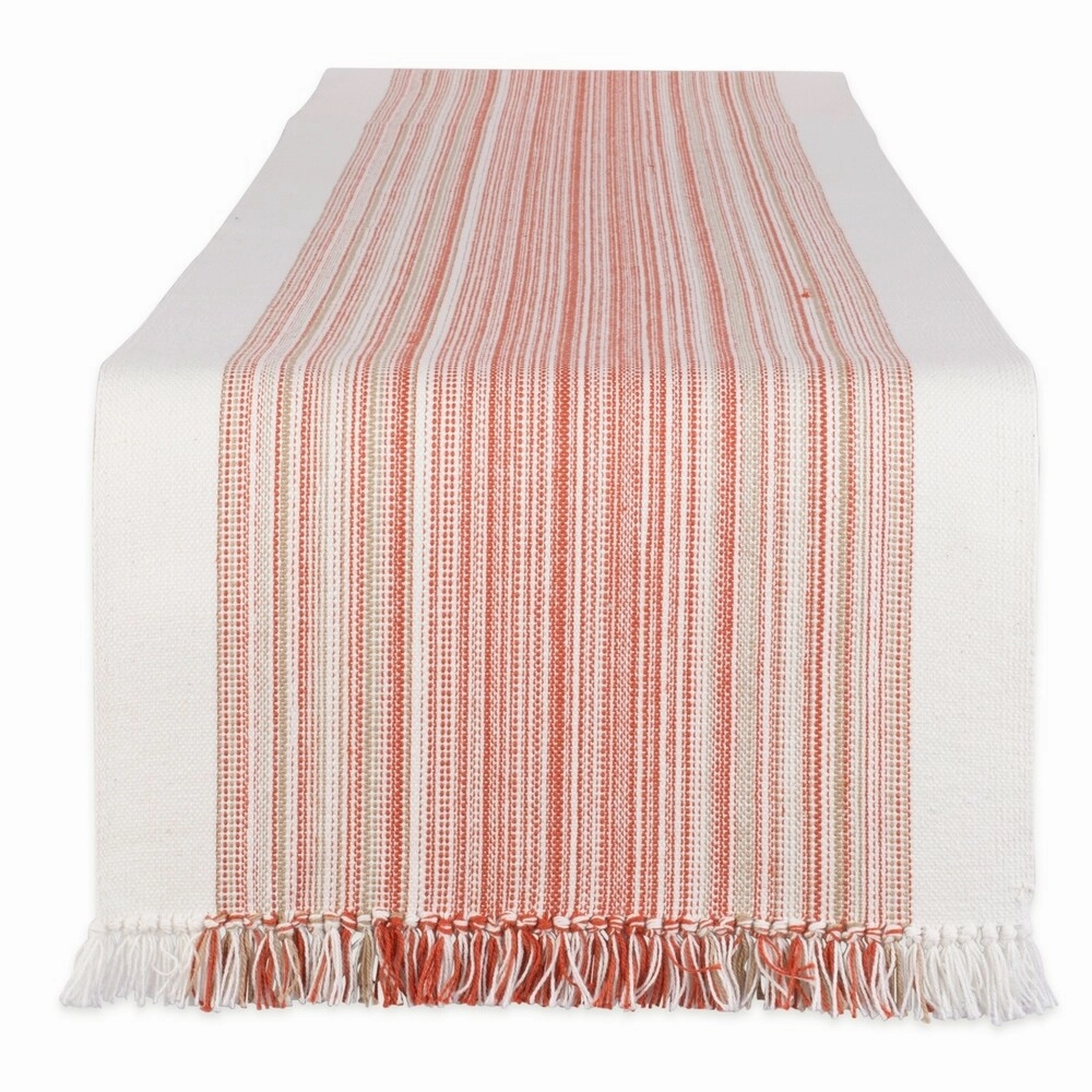 Porch & Den Meryl Stripe Pattern Fringed Table Runner