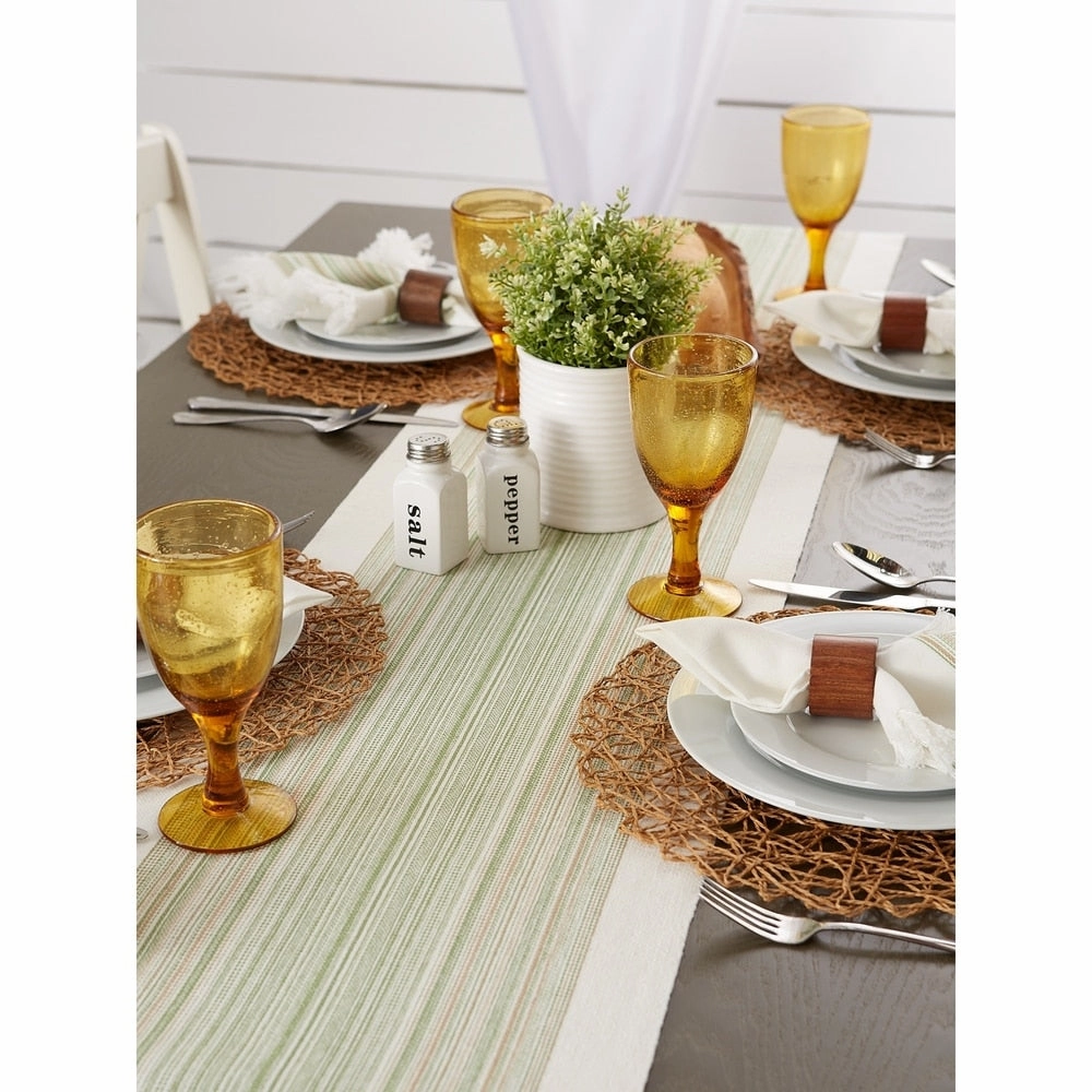 Porch & Den Meryl Stripe Pattern Fringed Table Runner