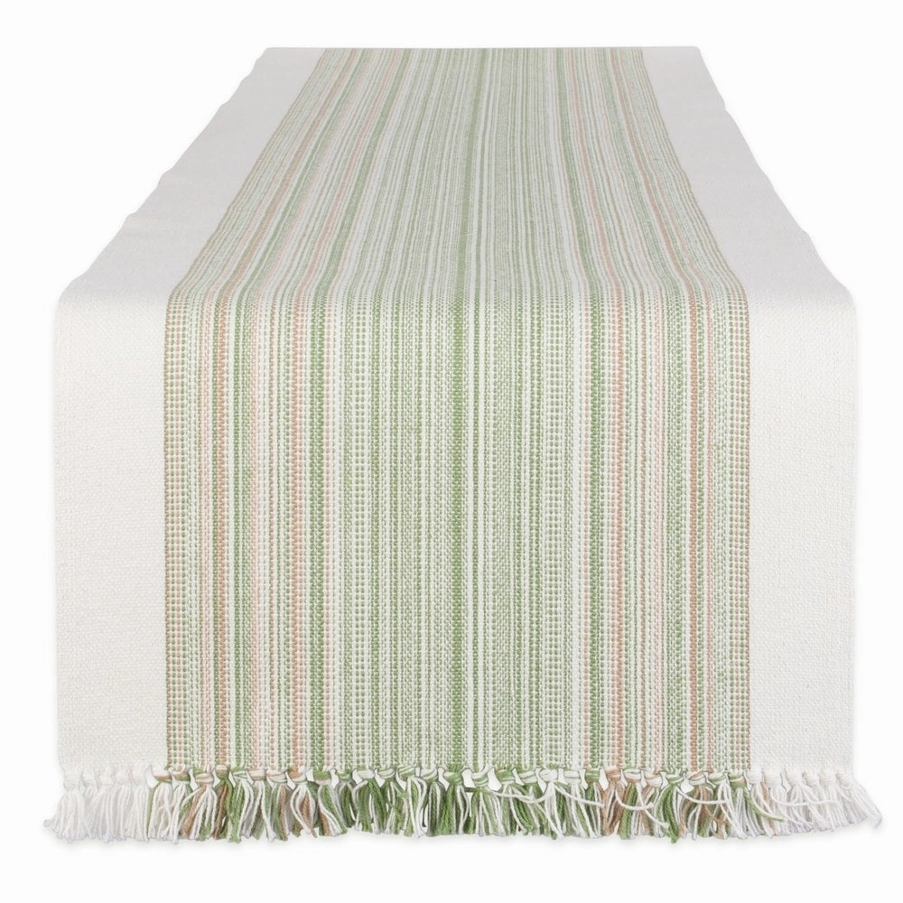 Porch & Den Meryl Stripe Pattern Fringed Table Runner