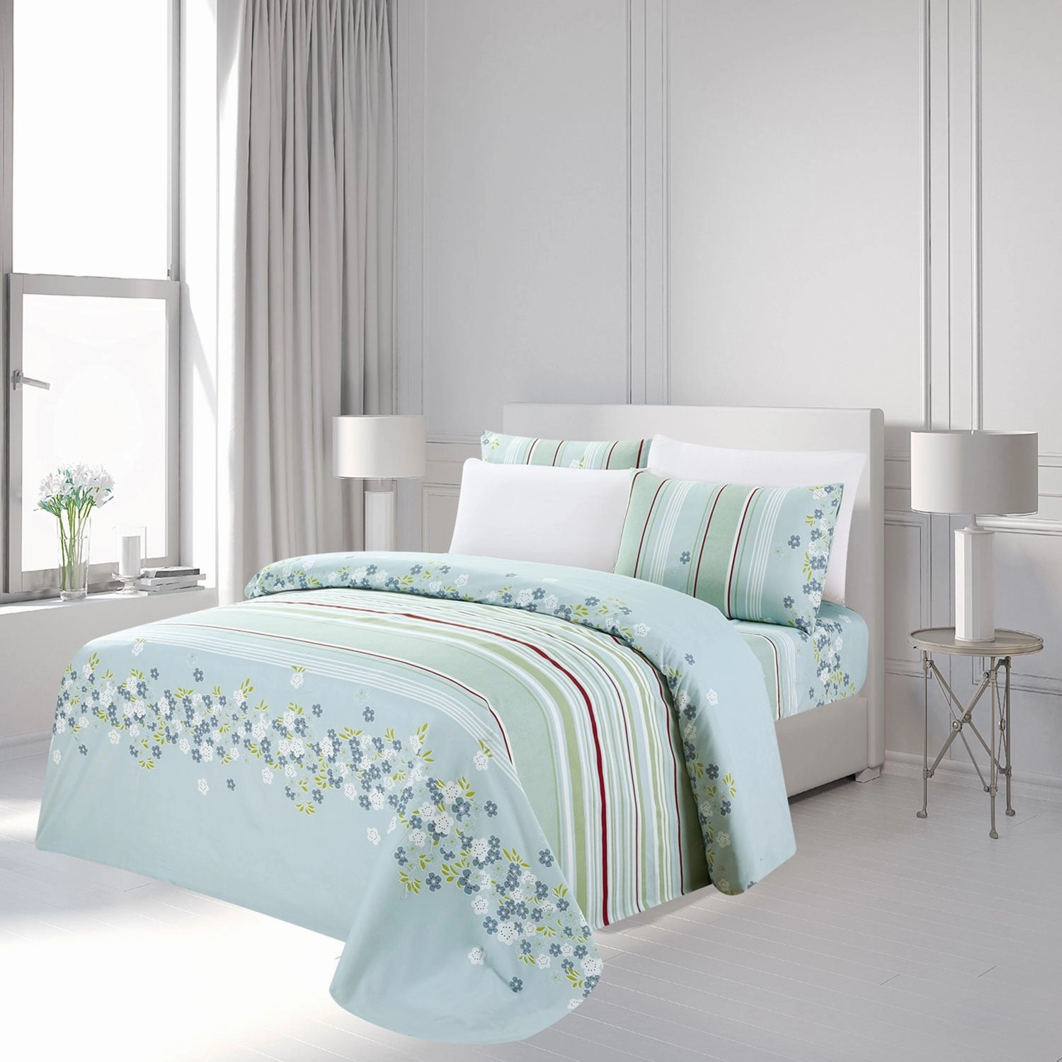 Premius Ivy 6 Piece Premium Luxurious Wrinkle-Free Microfiber Sheet Set. Twin