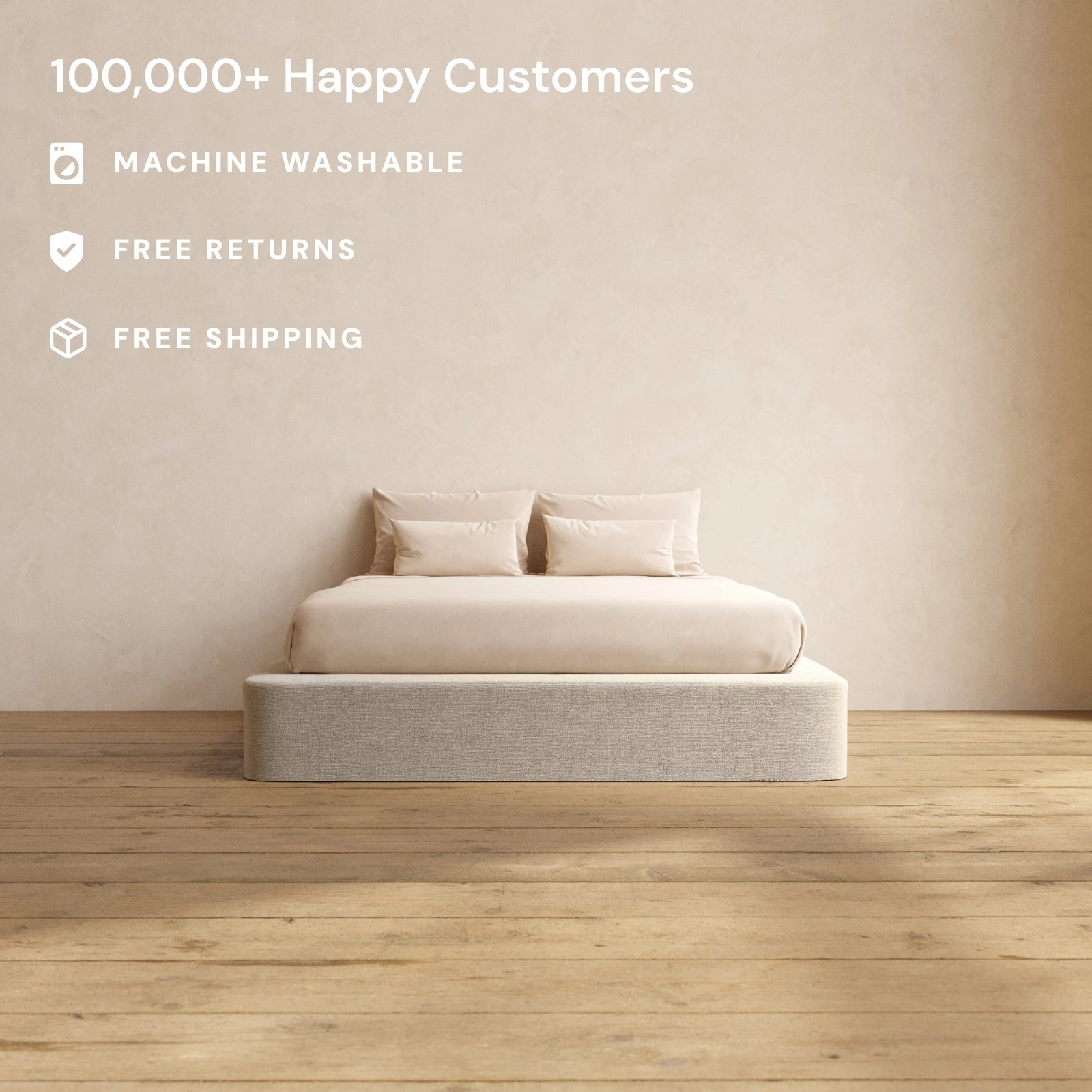 Queen Upholstered Platform Bed | Blended Weave in Oat