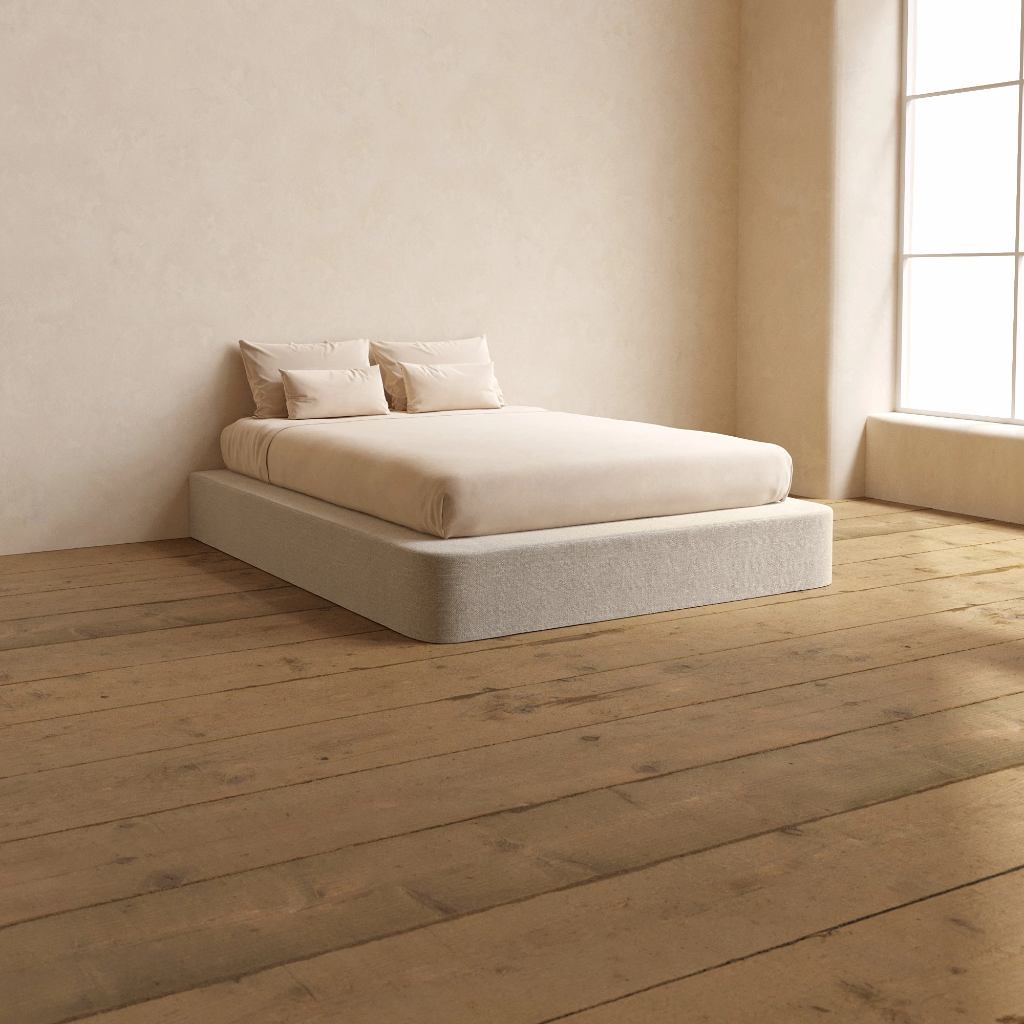 Queen Upholstered Platform Bed | Blended Weave in Oat
