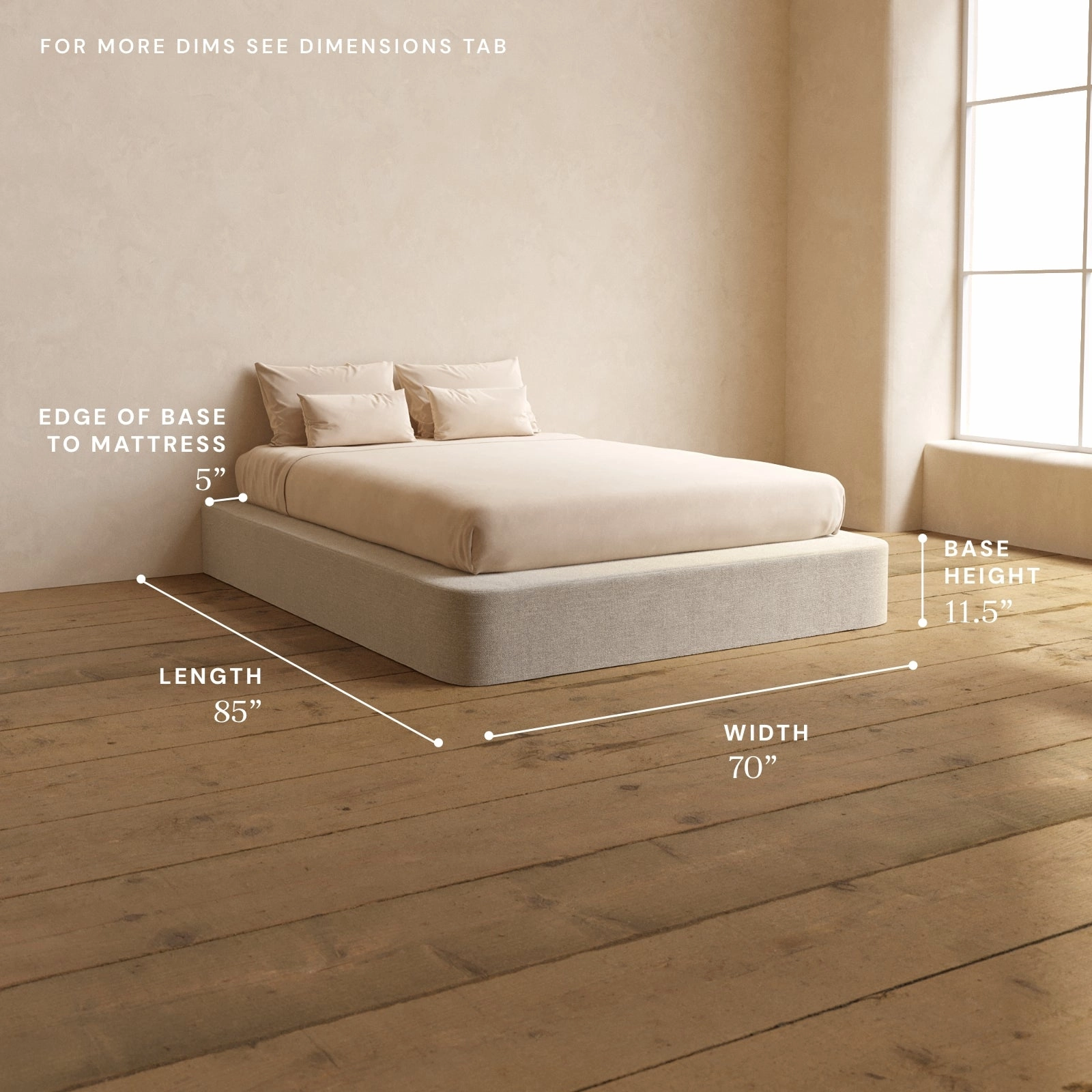 Queen Upholstered Platform Bed | Blended Weave in Oat
