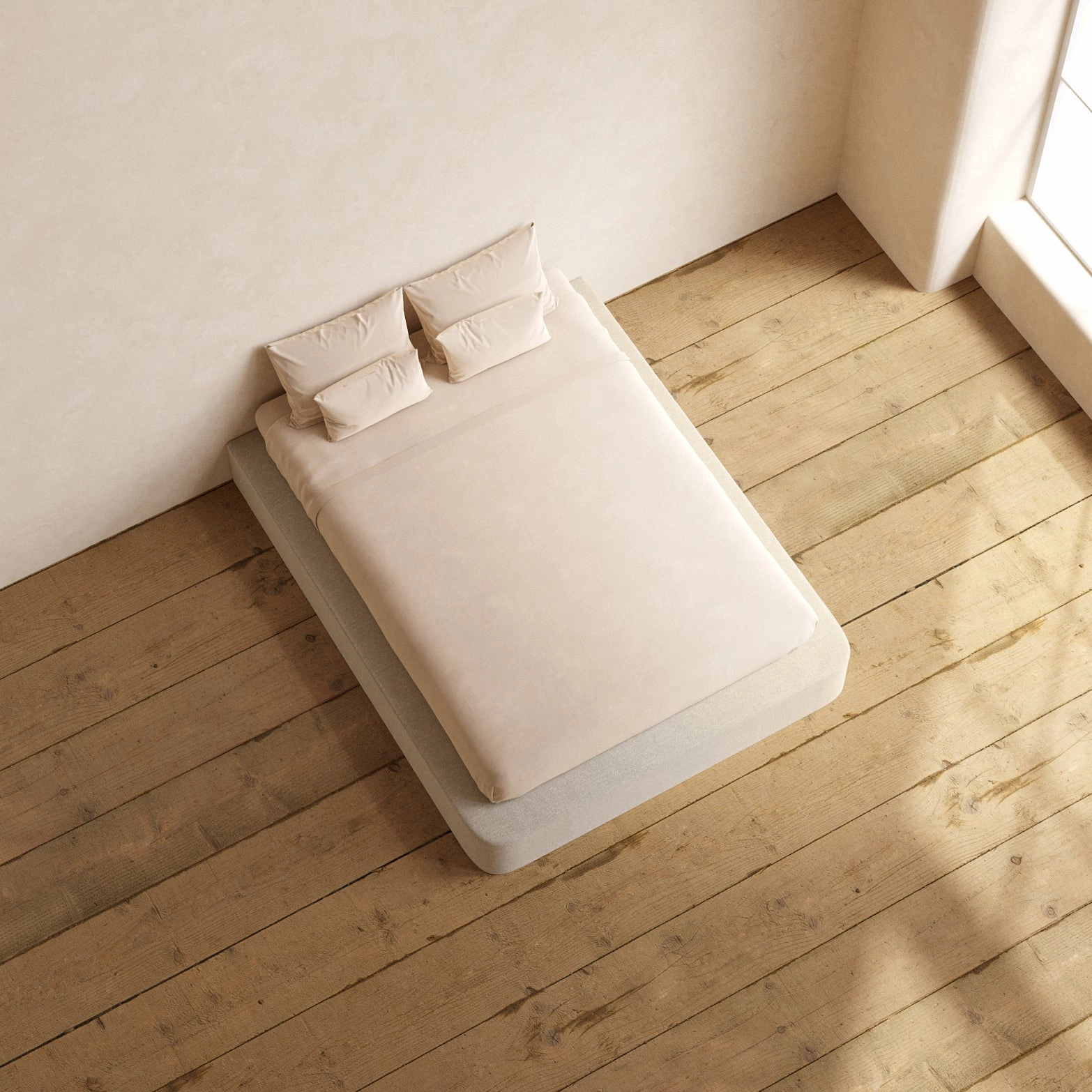 Queen Upholstered Platform Bed | Blended Weave in Oat