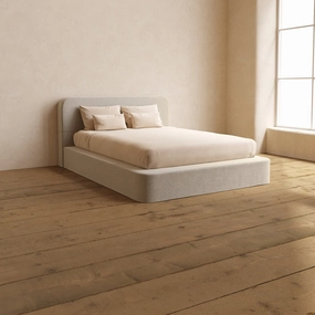 Queen Upholstered Platform Bed   Headboard | Blended Weave in Oat