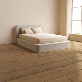Queen Upholstered Platform Bed   Headboard | Blended Weave in Oat