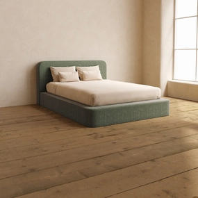Queen Upholstered Platform Bed   Headboard | Heirloom Velvet in Willow