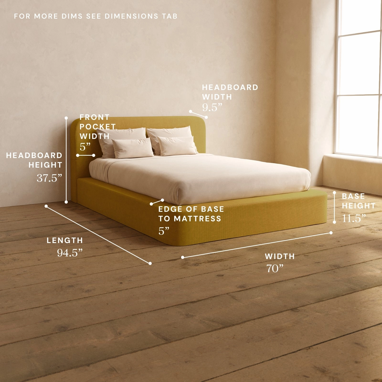 Queen Upholstered Platform Bed   Headboard | Mizu Weave in Kiiro