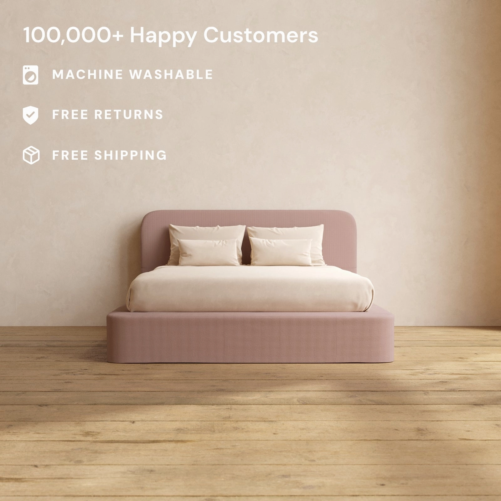 Queen Upholstered Platform Bed   Headboard | Mizu Weave in Sakura