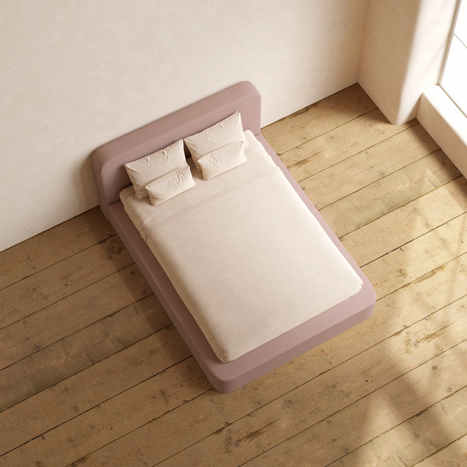 Queen Upholstered Platform Bed   Headboard | Mizu Weave in Sakura