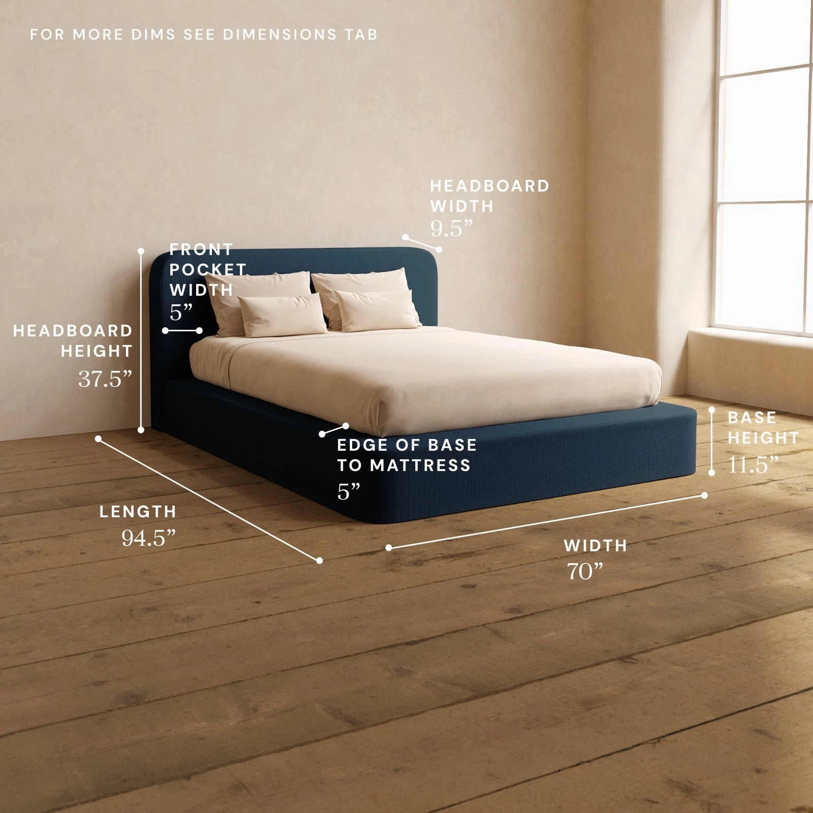 Queen Upholstered Platform Bed   Headboard | Mizu Weave in Sumi