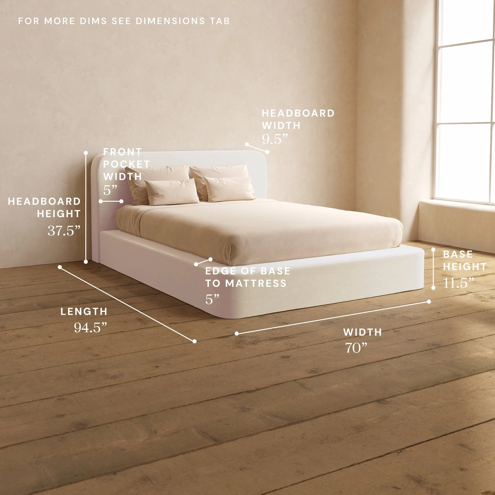 Queen Upholstered Platform Bed   Headboard | Mod Velvet in Coco