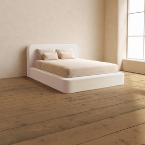 Queen Upholstered Platform Bed   Headboard | Mod Velvet in Coco