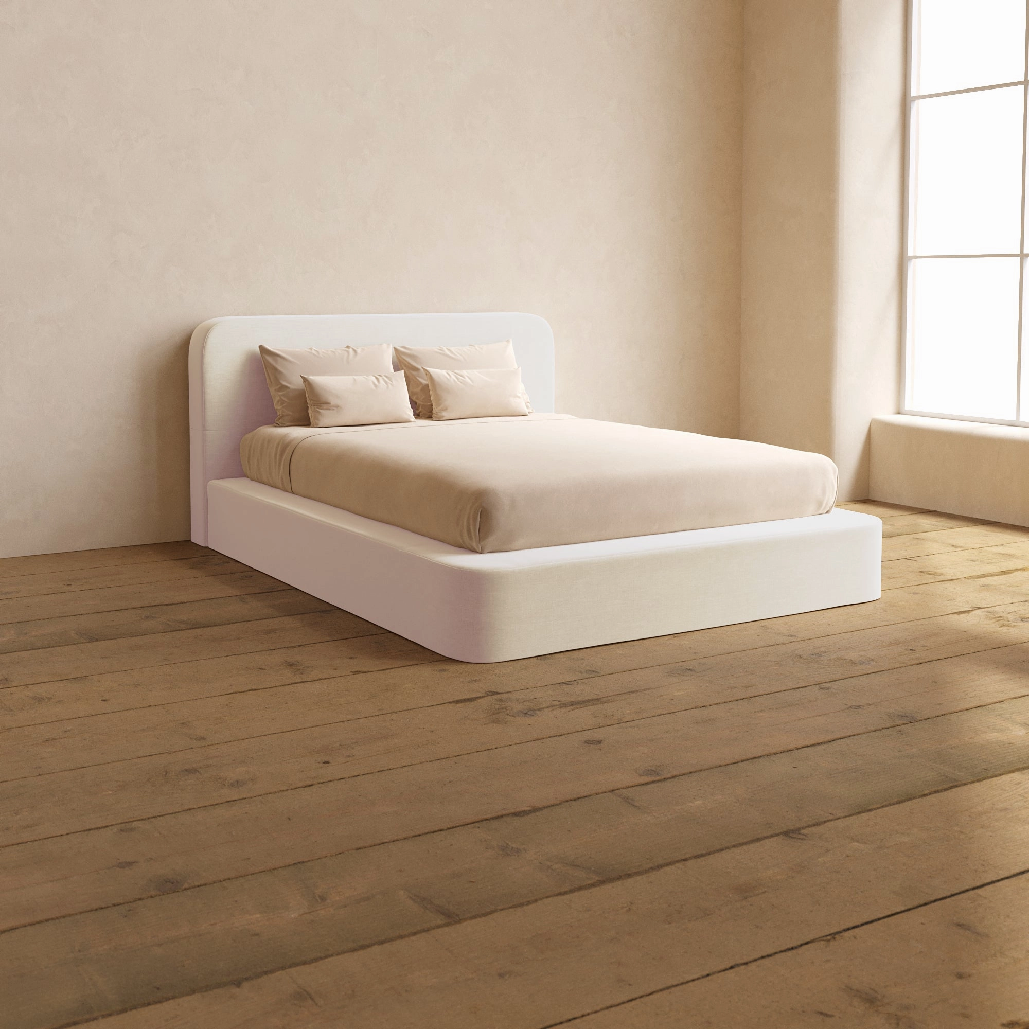 Queen Upholstered Platform Bed   Headboard | Mod Velvet in Coco