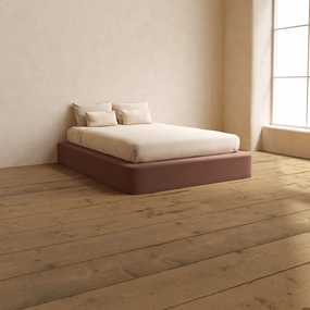 Queen Upholstered Platform Bed | Heirloom Velvet in Chestnut