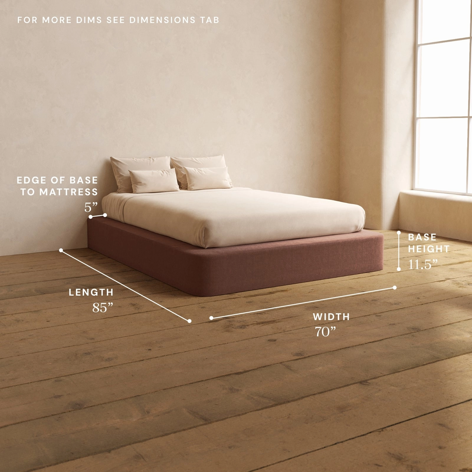Queen Upholstered Platform Bed | Heirloom Velvet in Chestnut