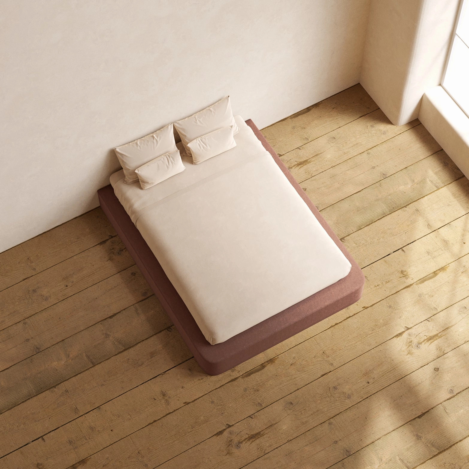Queen Upholstered Platform Bed | Heirloom Velvet in Chestnut