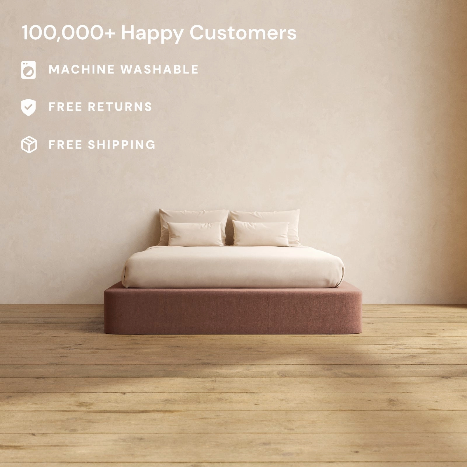 Queen Upholstered Platform Bed | Heirloom Velvet in Chestnut