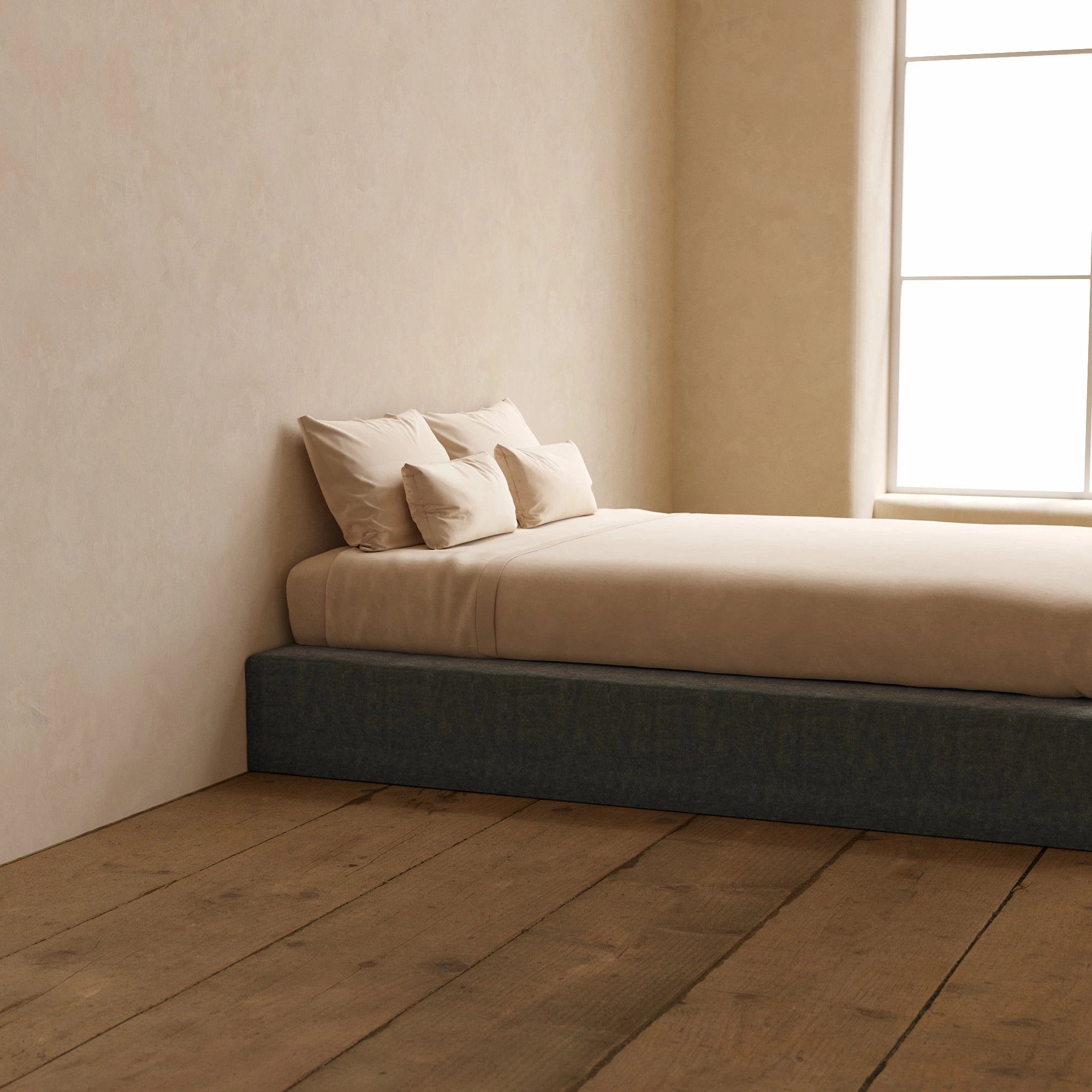Queen Upholstered Platform Bed | Heirloom Velvet in Willow