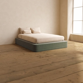 Queen Upholstered Platform Bed | Heirloom Velvet in Willow