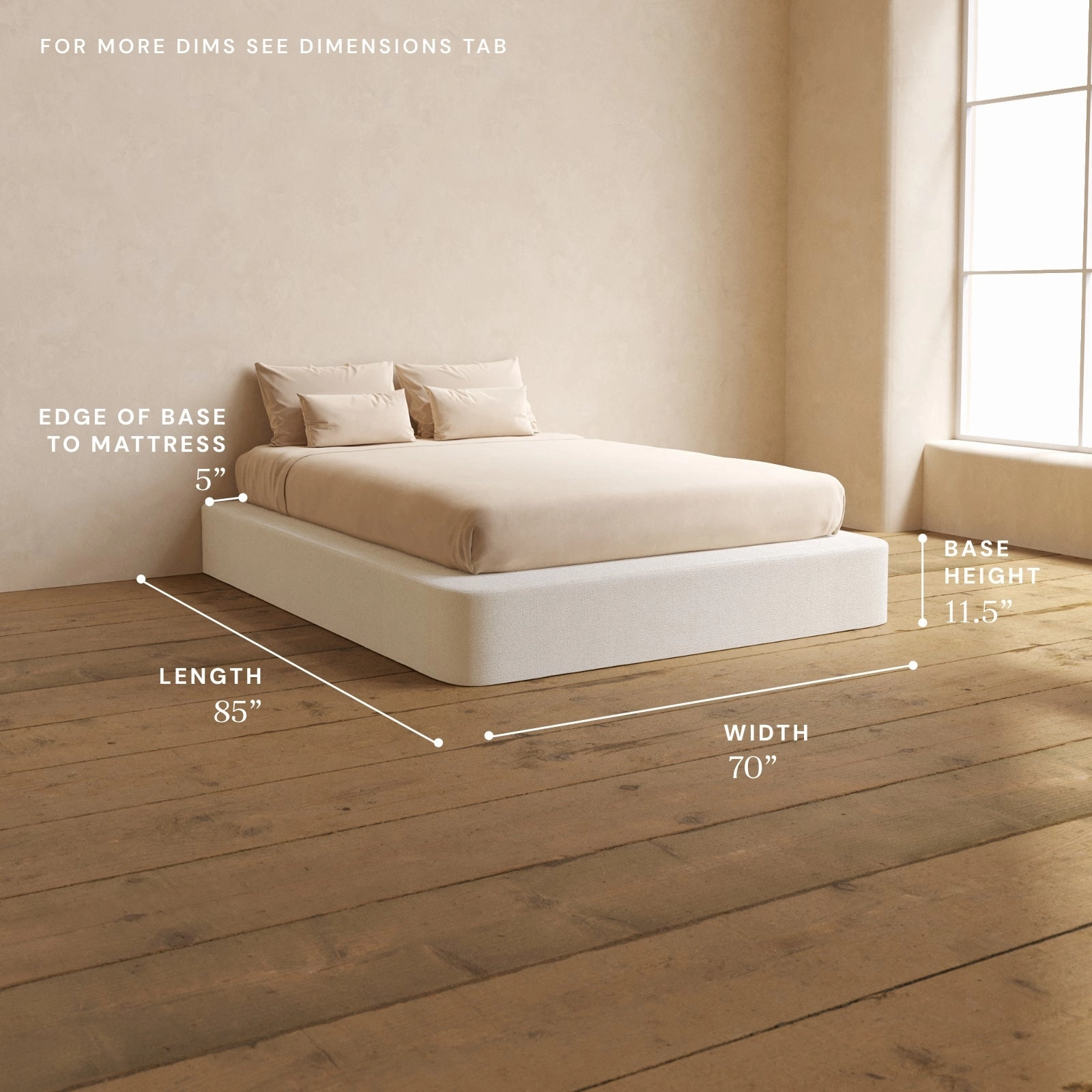 Queen Upholstered Platform Bed | Knit Velvet in Powder