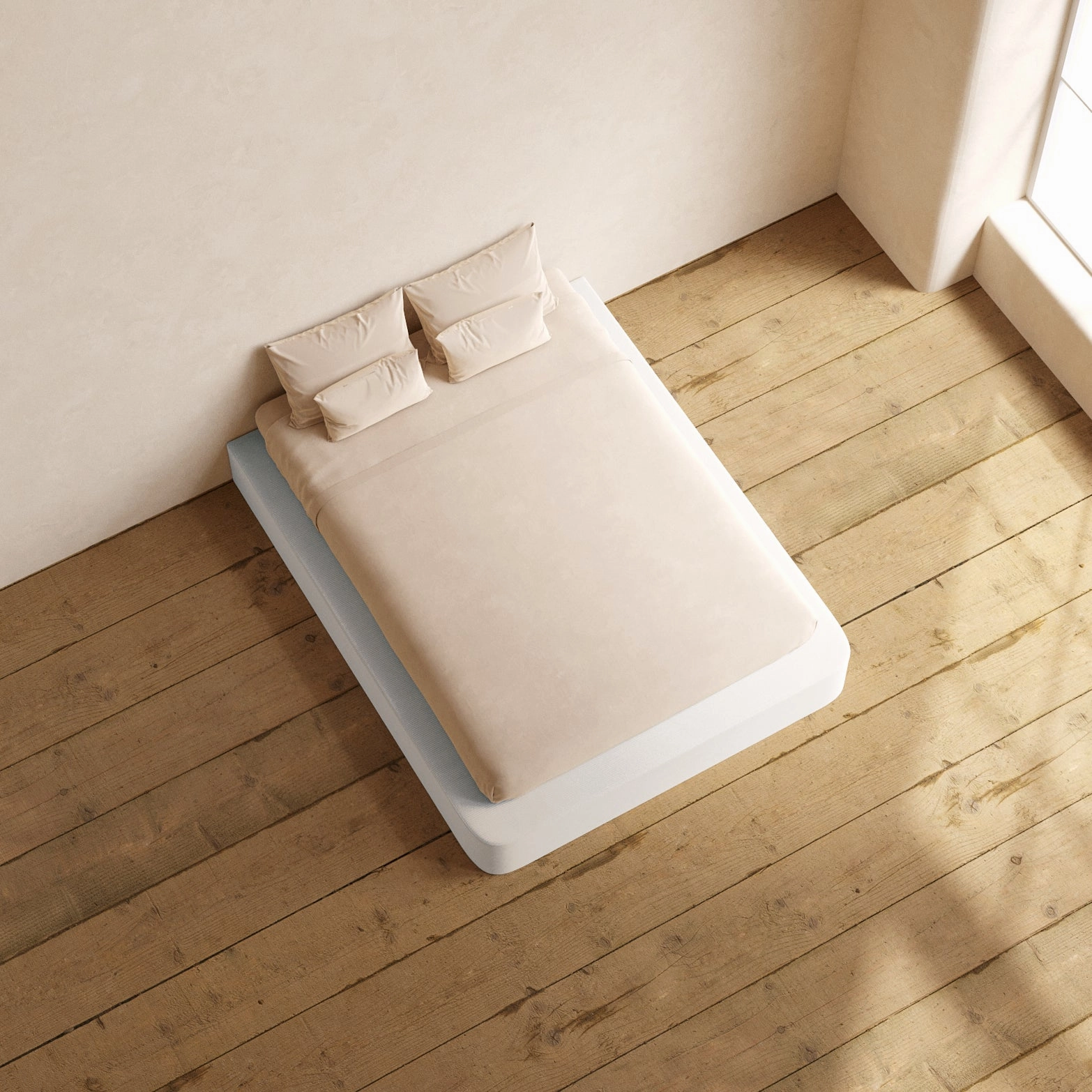 Queen Upholstered Platform Bed | Luxe Corduroy in Milk