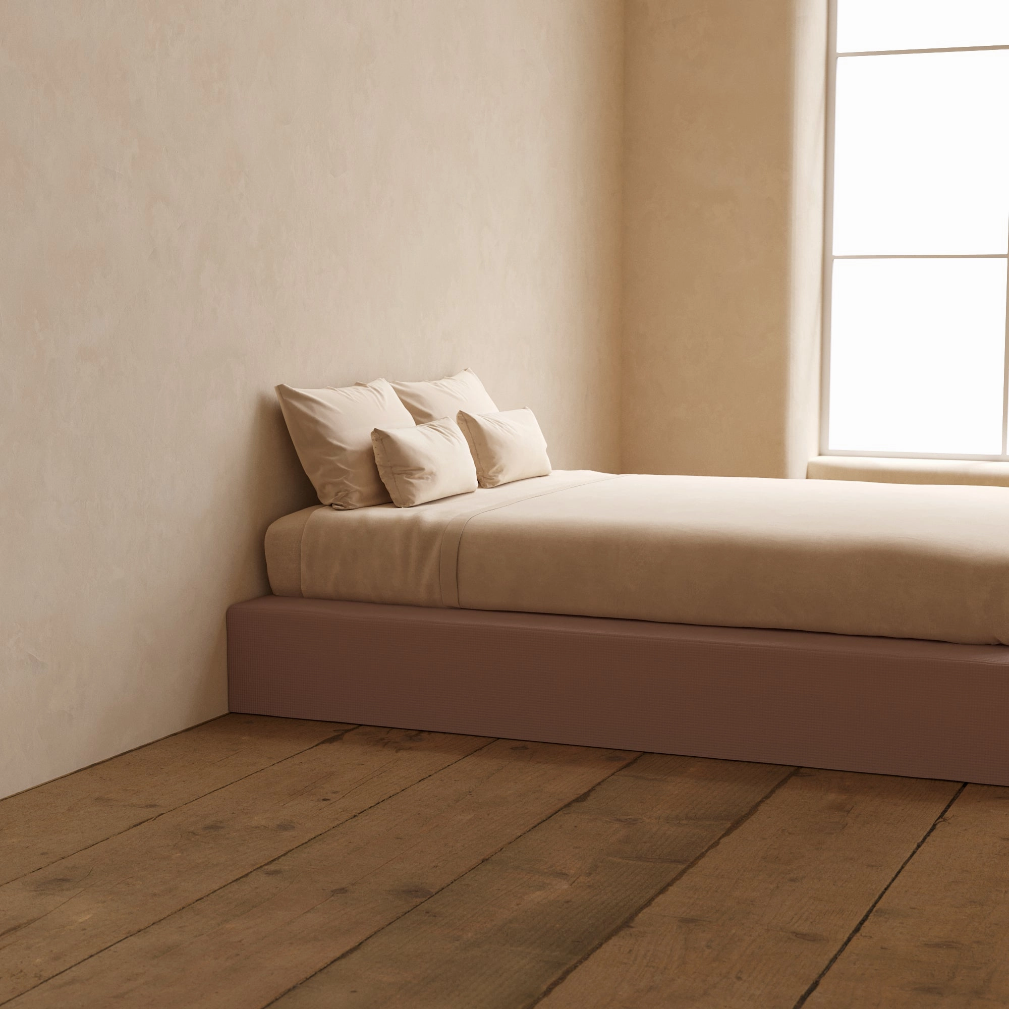 Queen Upholstered Platform Bed | Mizu Weave in Sakura