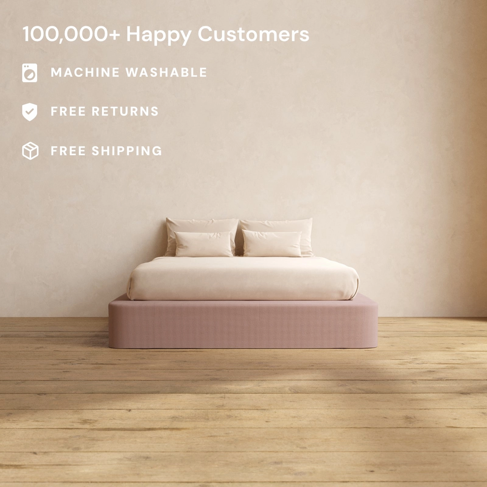 Queen Upholstered Platform Bed | Mizu Weave in Sakura
