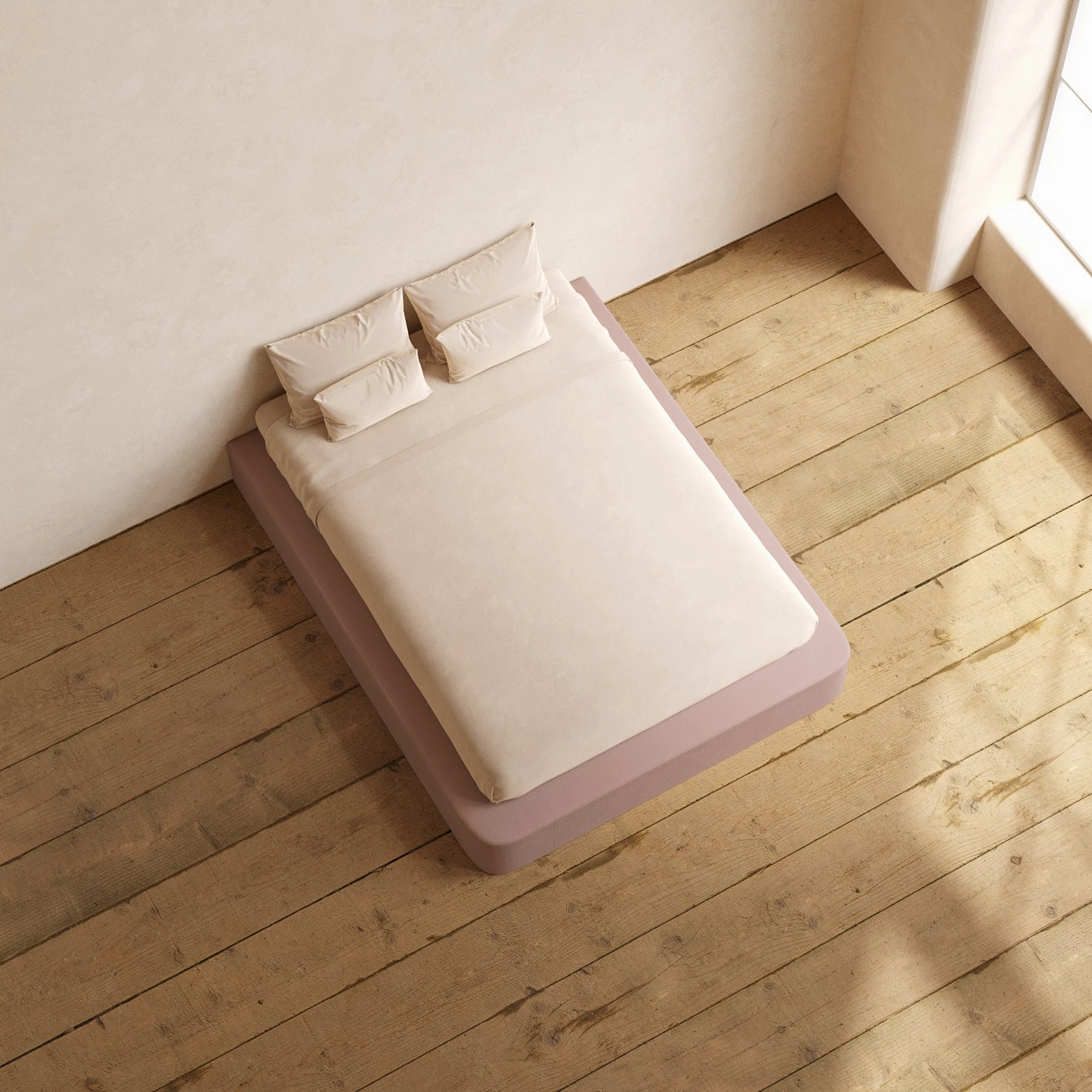 Queen Upholstered Platform Bed | Mizu Weave in Sakura