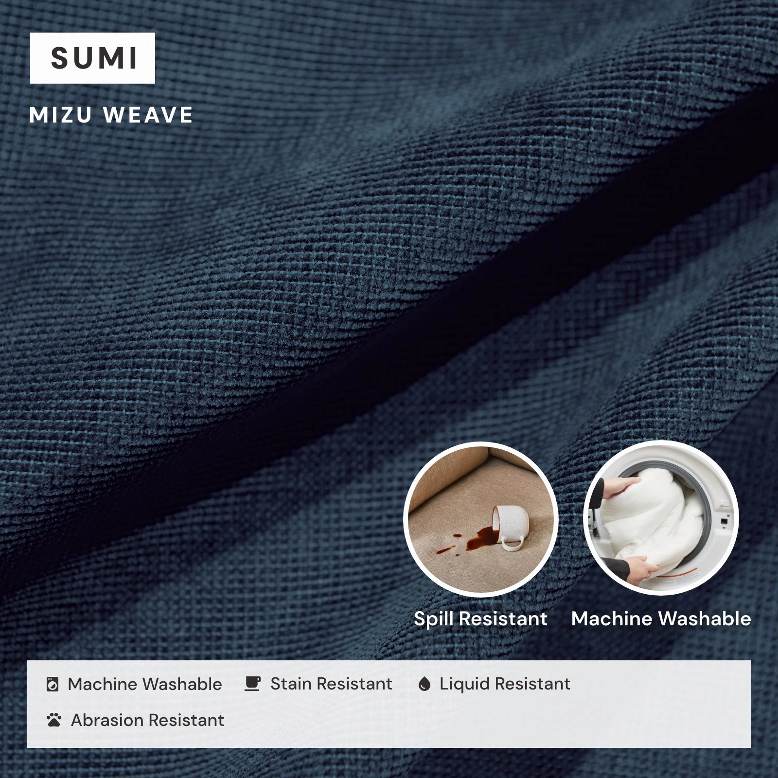 Queen Upholstered Platform Bed | Mizu Weave in Sumi