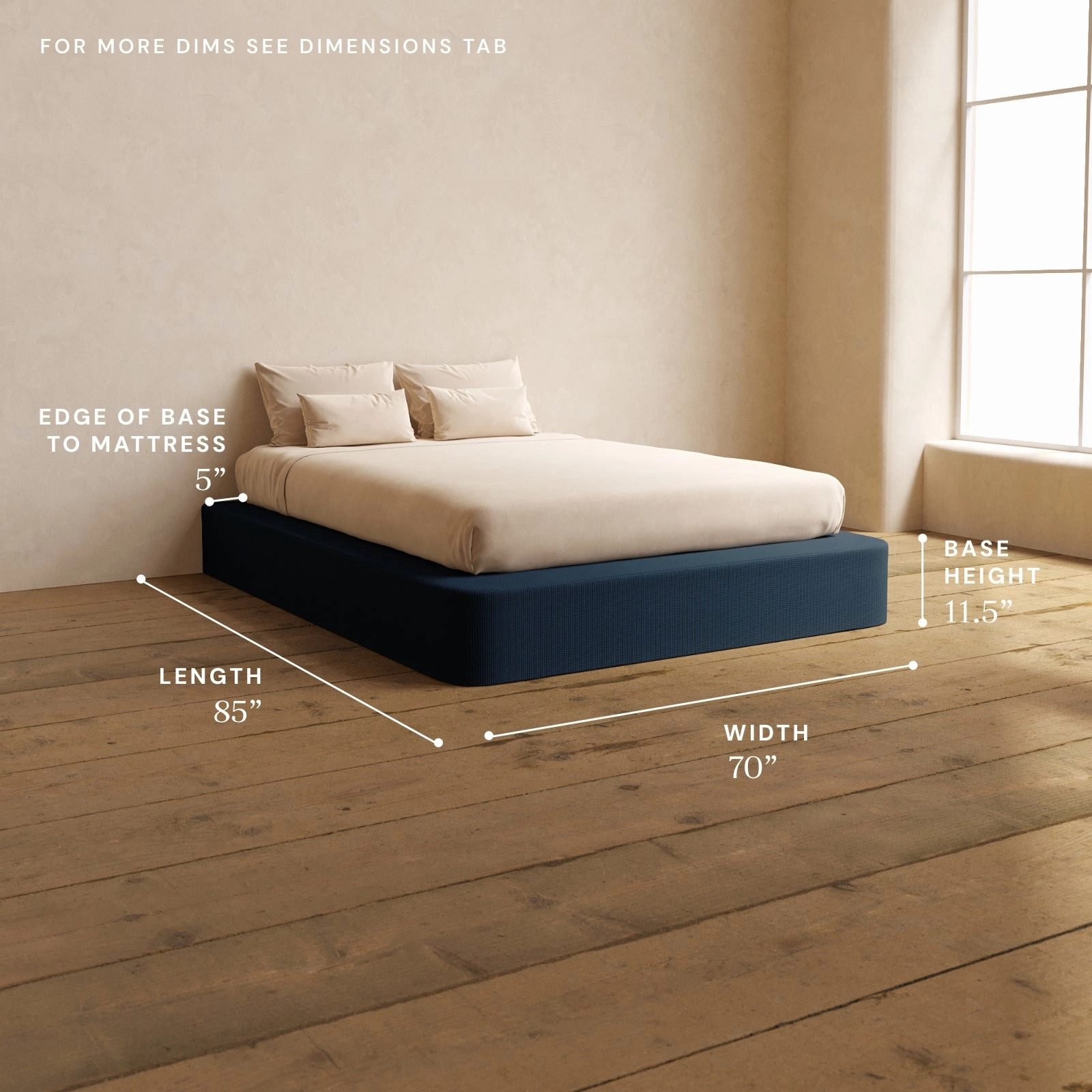 Queen Upholstered Platform Bed | Mizu Weave in Sumi