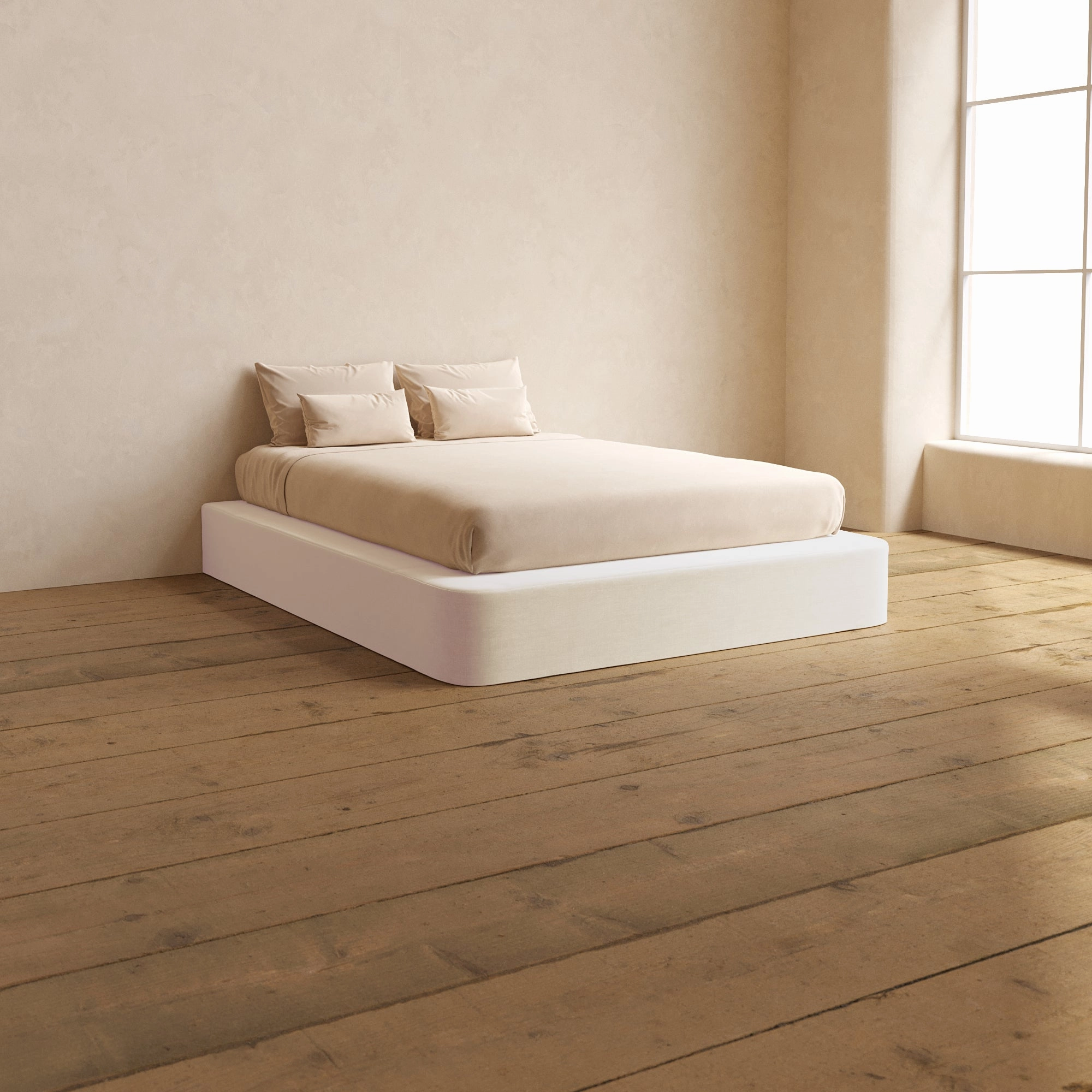 Queen Upholstered Platform Bed | Mod Velvet in Coco