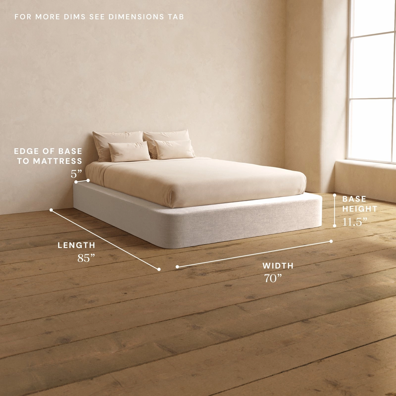 Queen Upholstered Platform Bed | Mod Velvet in Mist