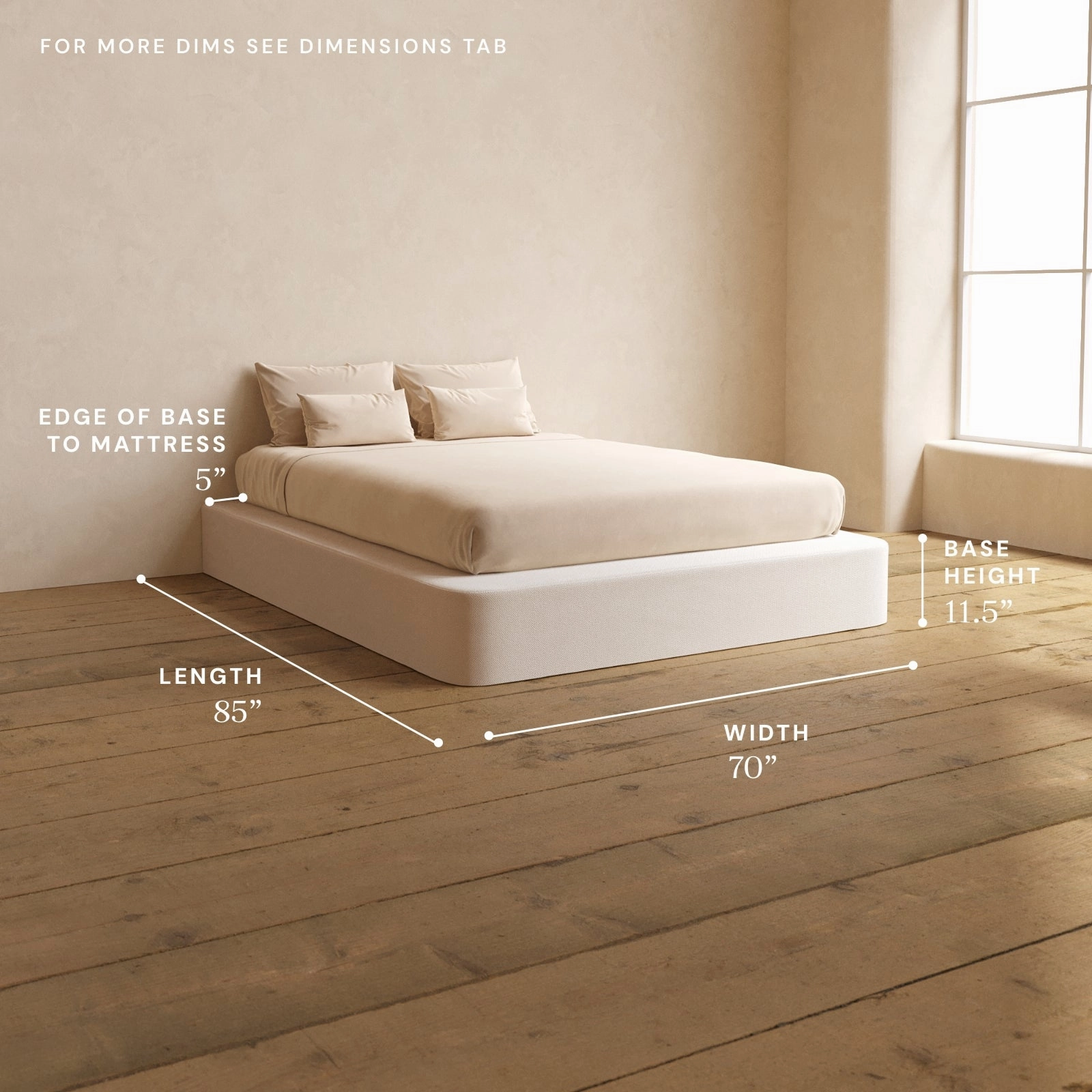 Queen Upholstered Platform Bed | Plush Weave in Eggshell