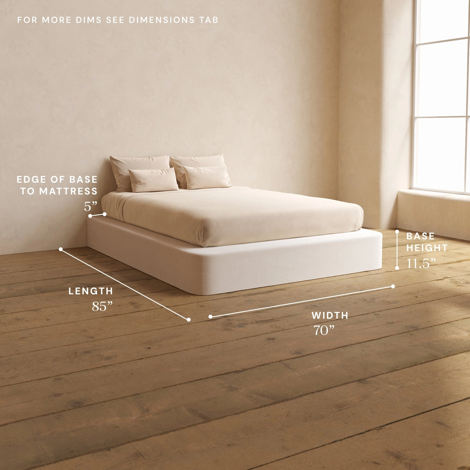 Queen Upholstered Platform Bed | Plush Weave in Eggshell