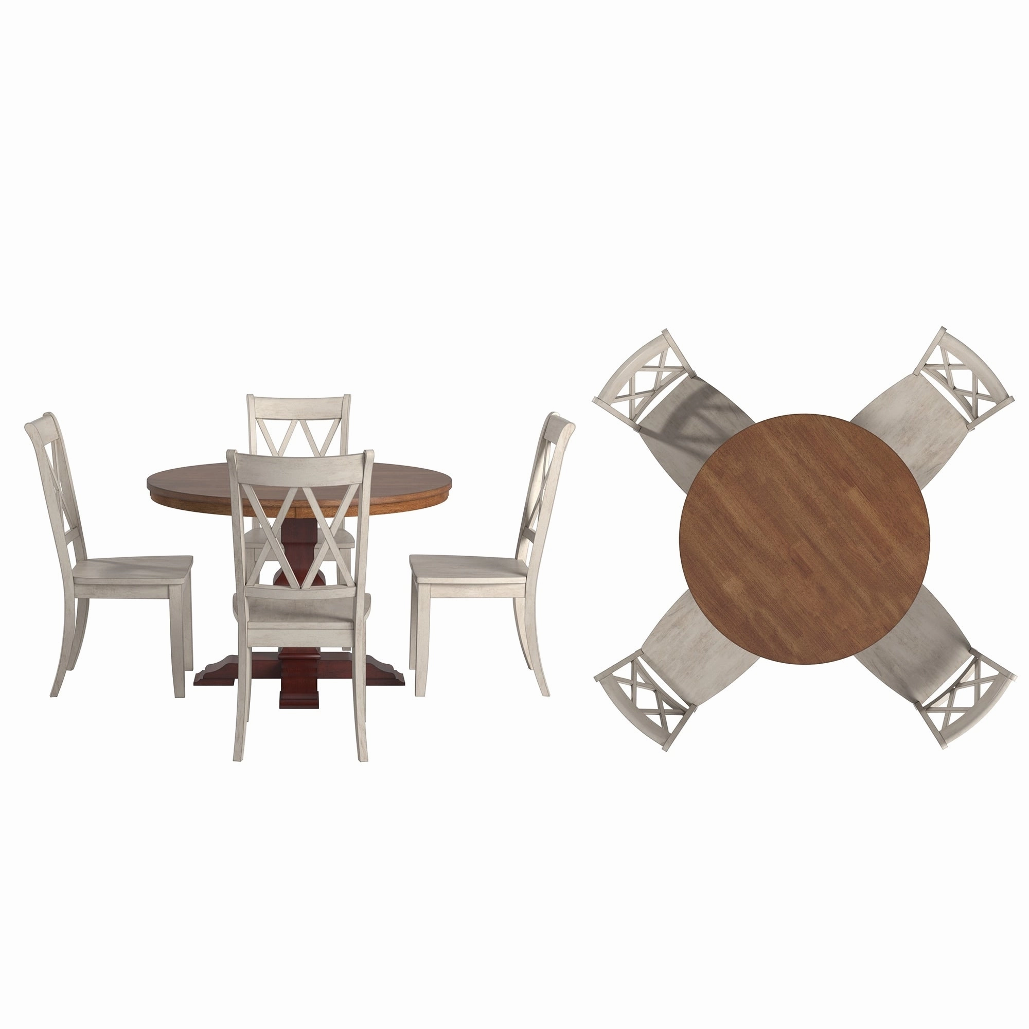 Ronda 45 Round Solid Wood Top Dining Set with X-Back Chairs