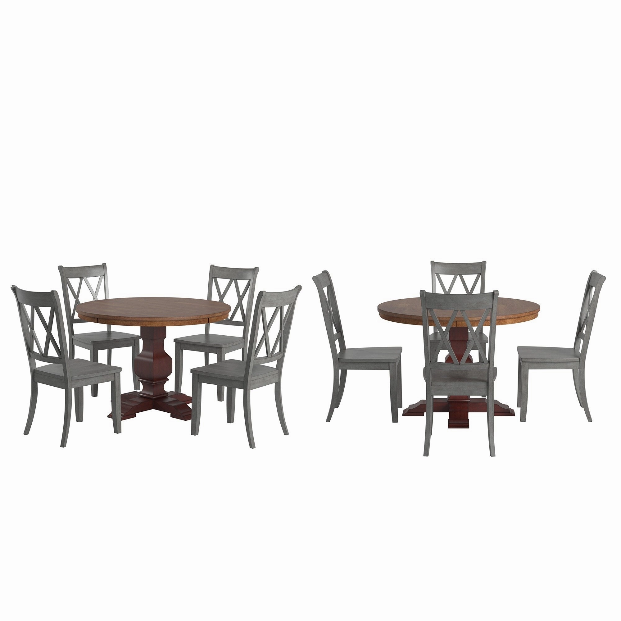 Ronda 45 Round Solid Wood Top Dining Set with X-Back Chairs