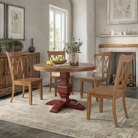 Ronda 45 Round Solid Wood Top Dining Set with X-Back Chairs