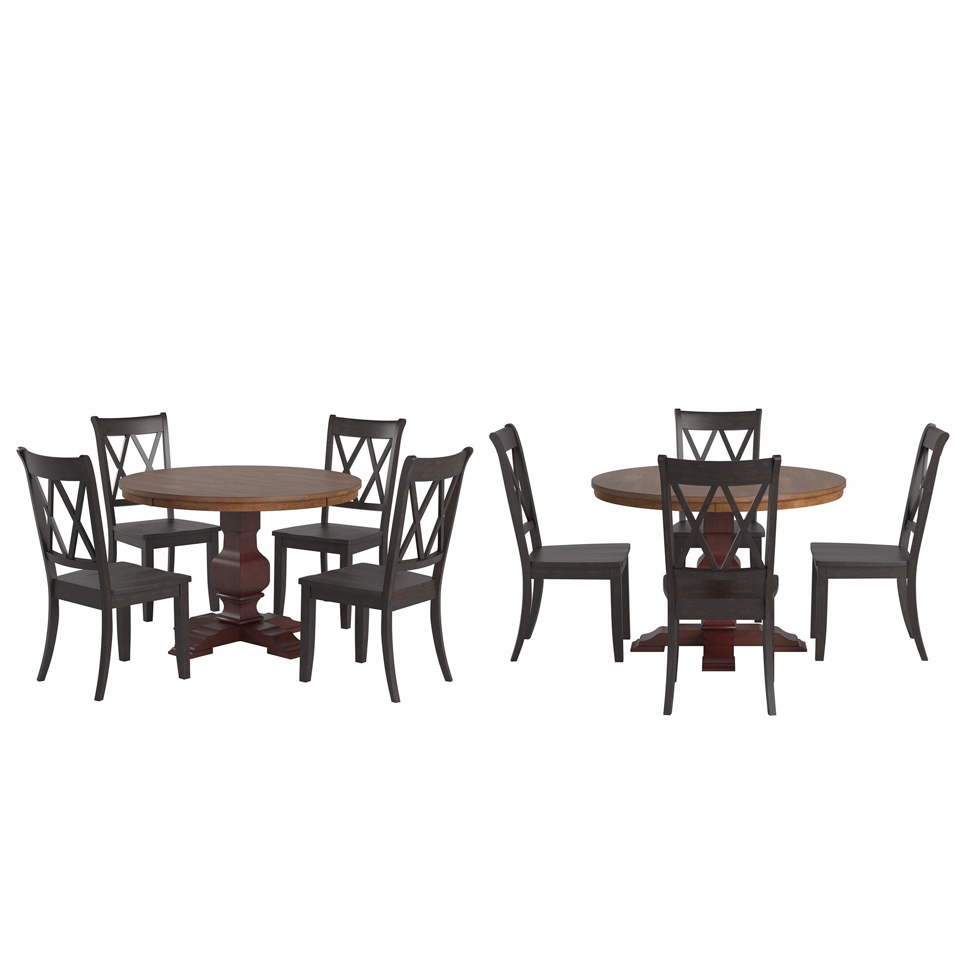 Ronda 45 Round Solid Wood Top Dining Set with X-Back Chairs