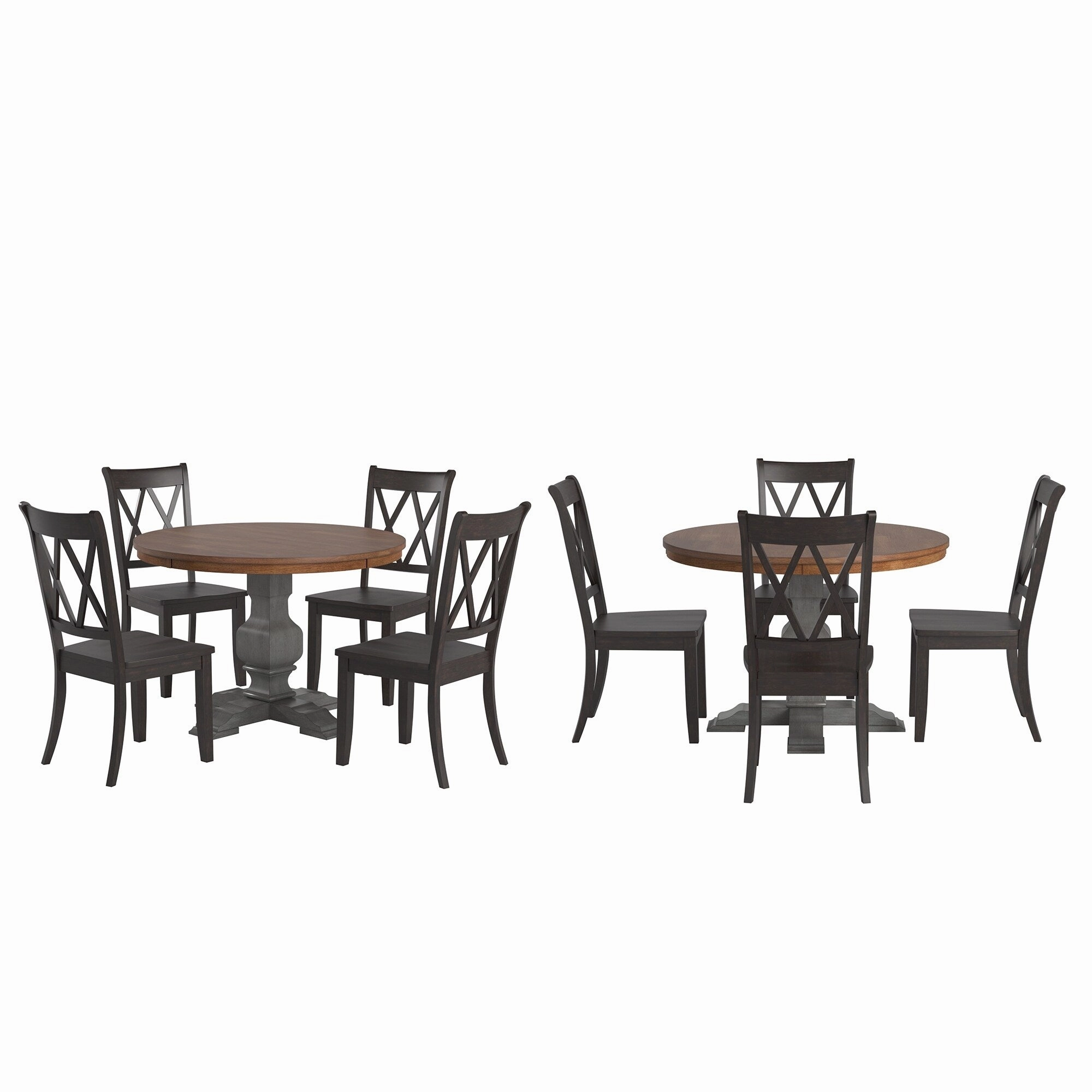 Ronda 45 Round Solid Wood Top Dining Set with X-Back Chairs