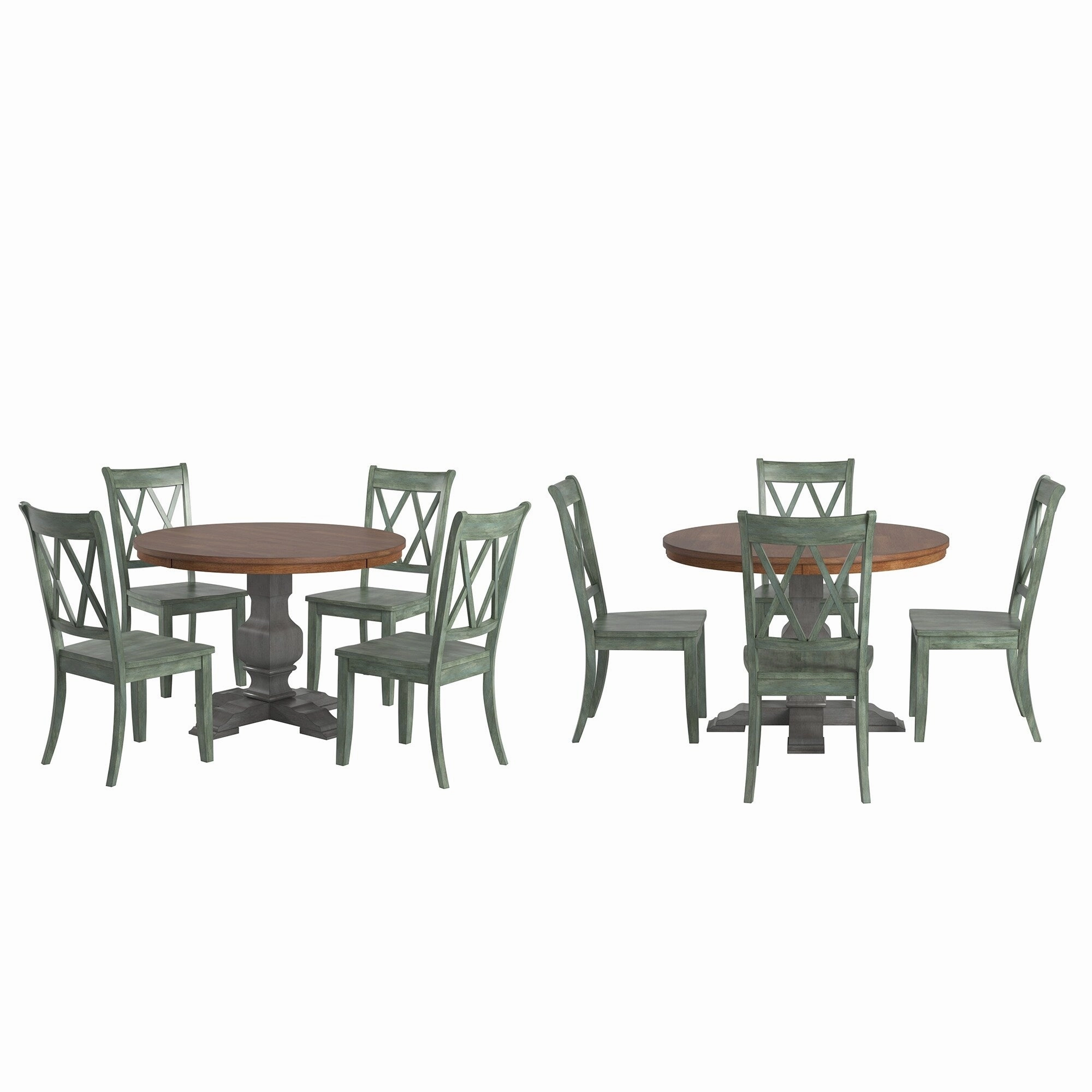 Ronda 45 Round Solid Wood Top Dining Set with X-Back Chairs