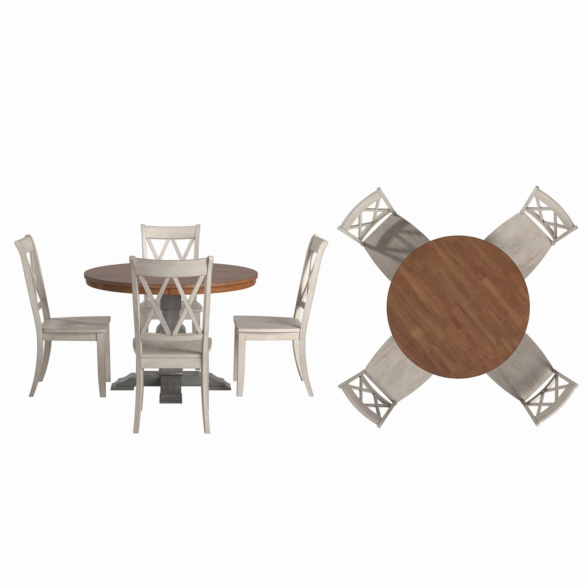 Ronda 45 Round Solid Wood Top Dining Set with X-Back Chairs