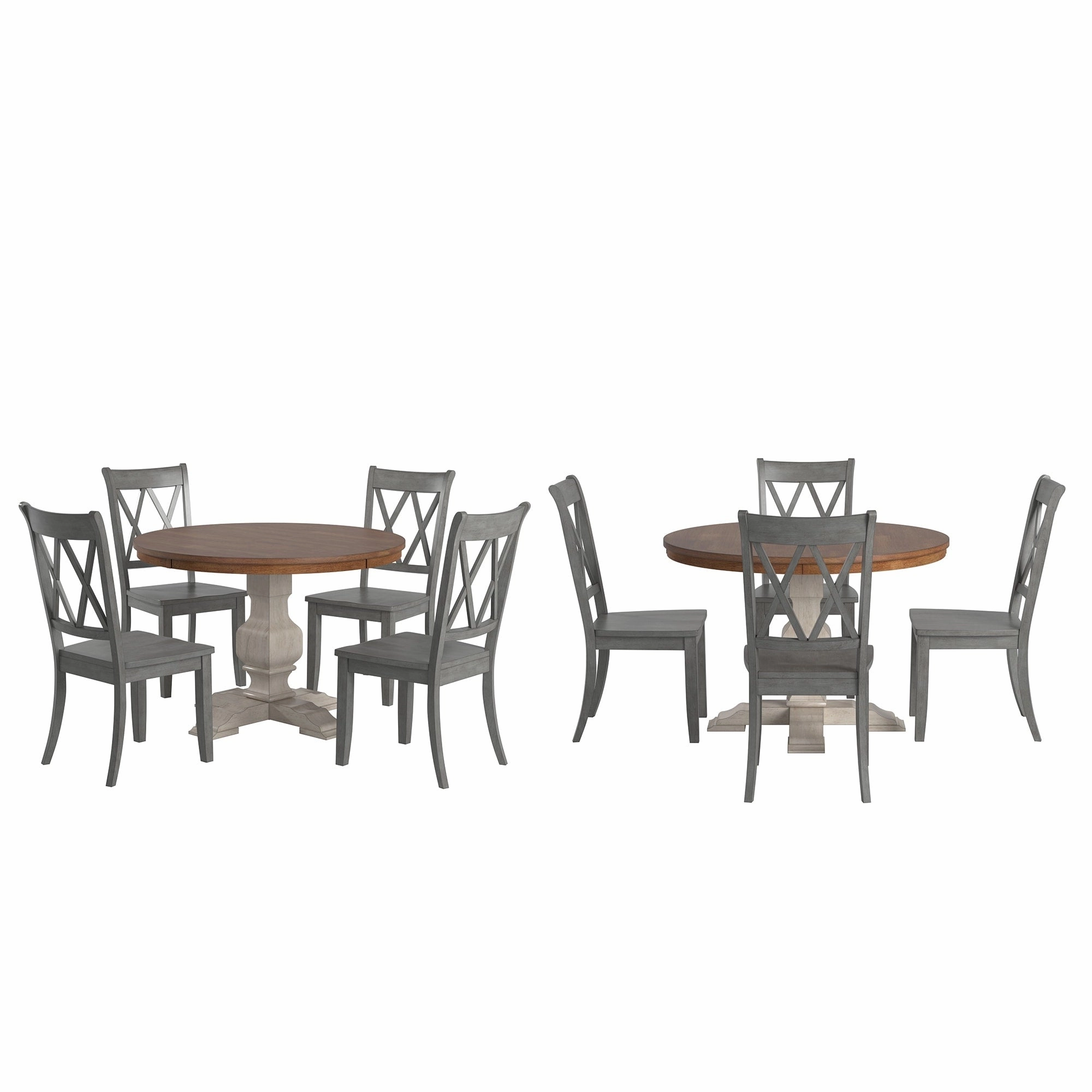 Ronda 45 Round Solid Wood Top Dining Set with X-Back Chairs