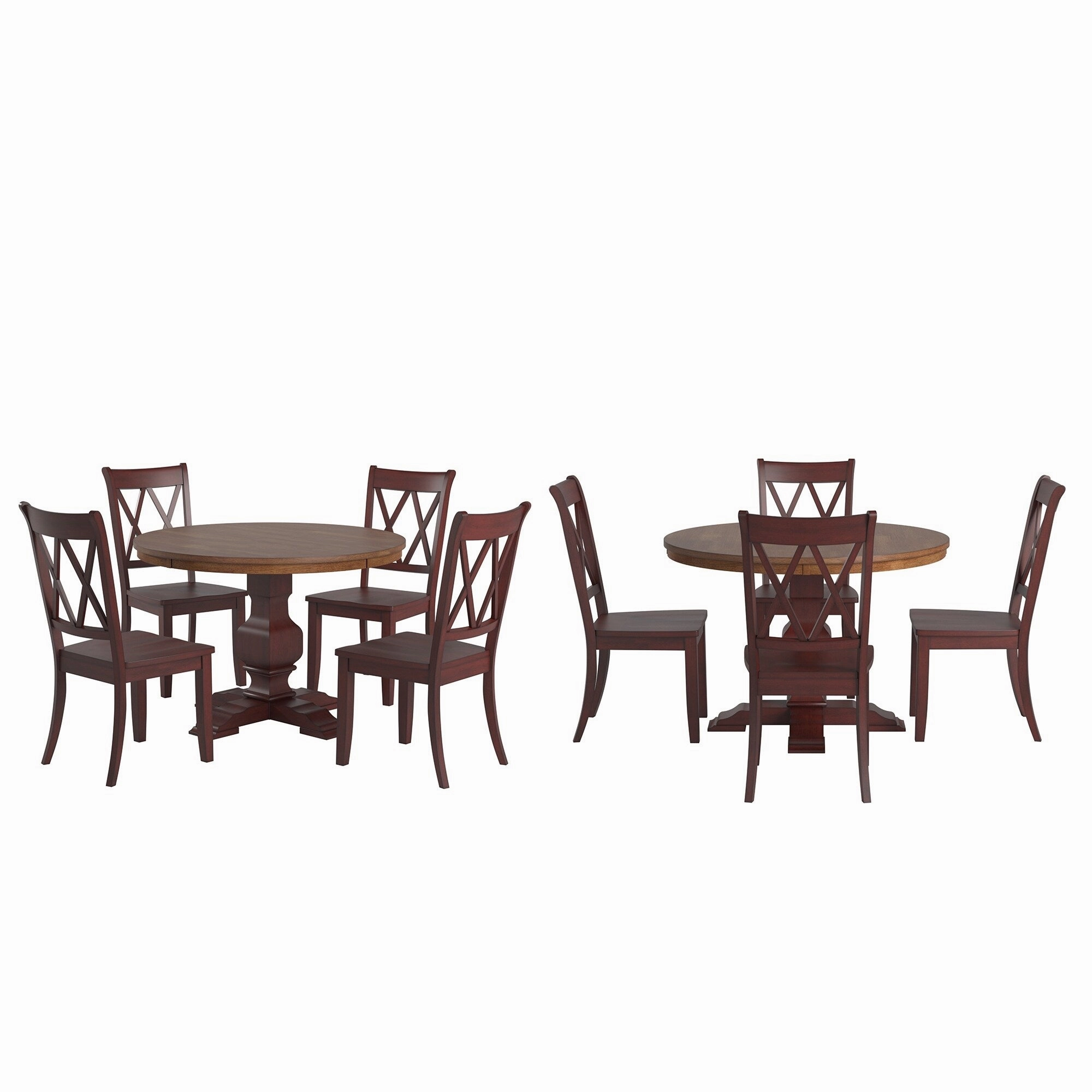 Ronda 45 Round Solid Wood Top Dining Set with X-Back Chairs