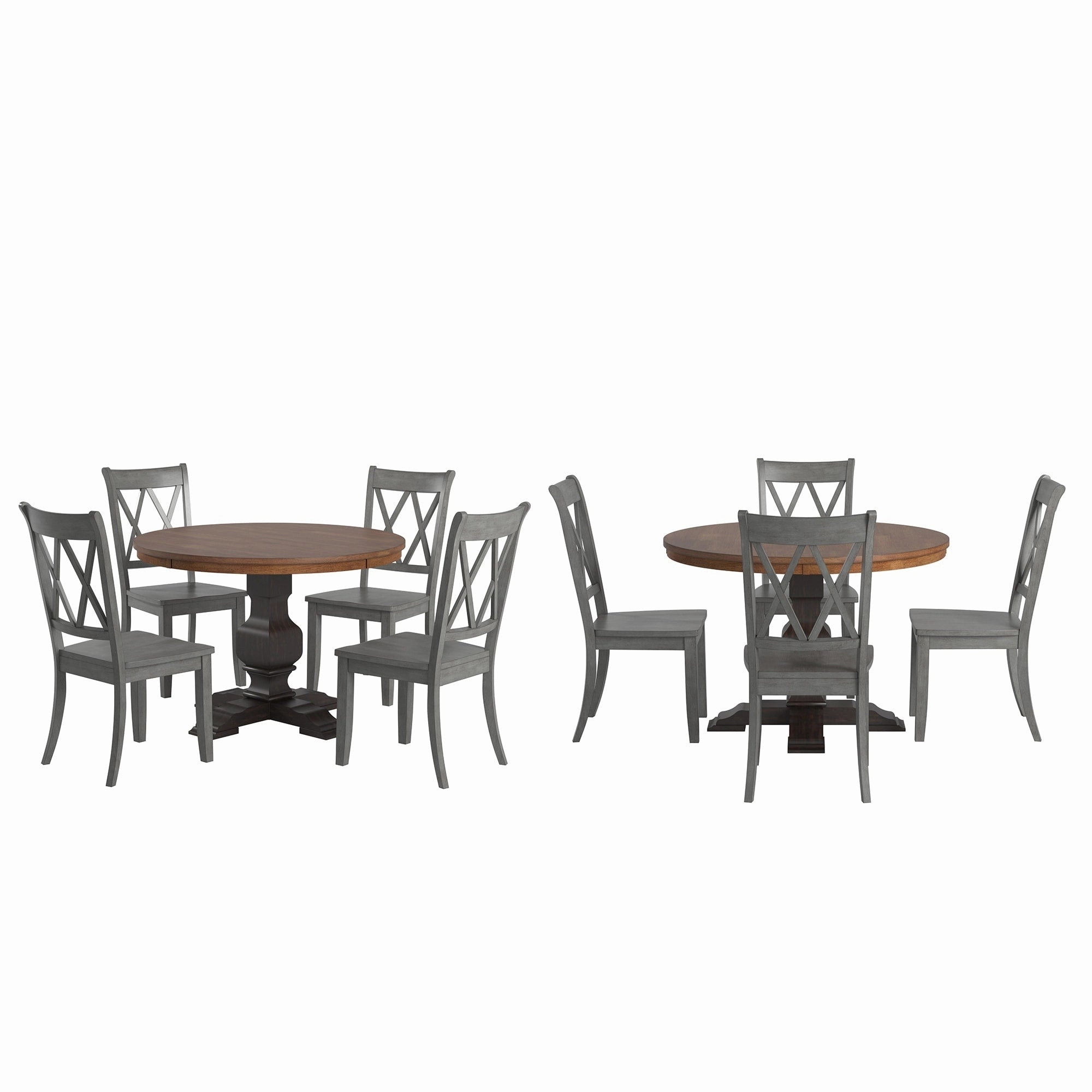 Ronda 45 Round Solid Wood Top Dining Set with X-Back Chairs