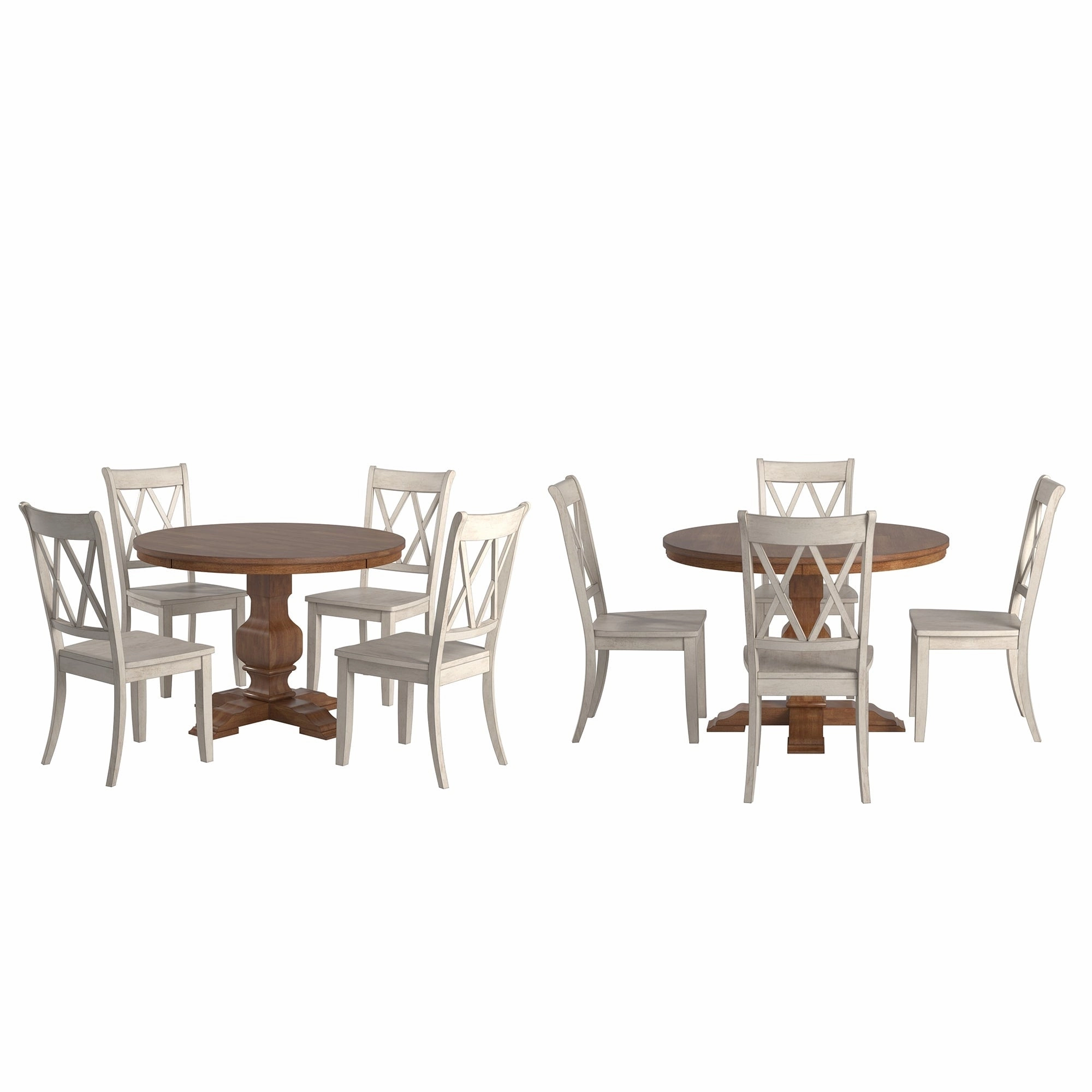 Ronda 45 Round Solid Wood Top Dining Set with X-Back Chairs