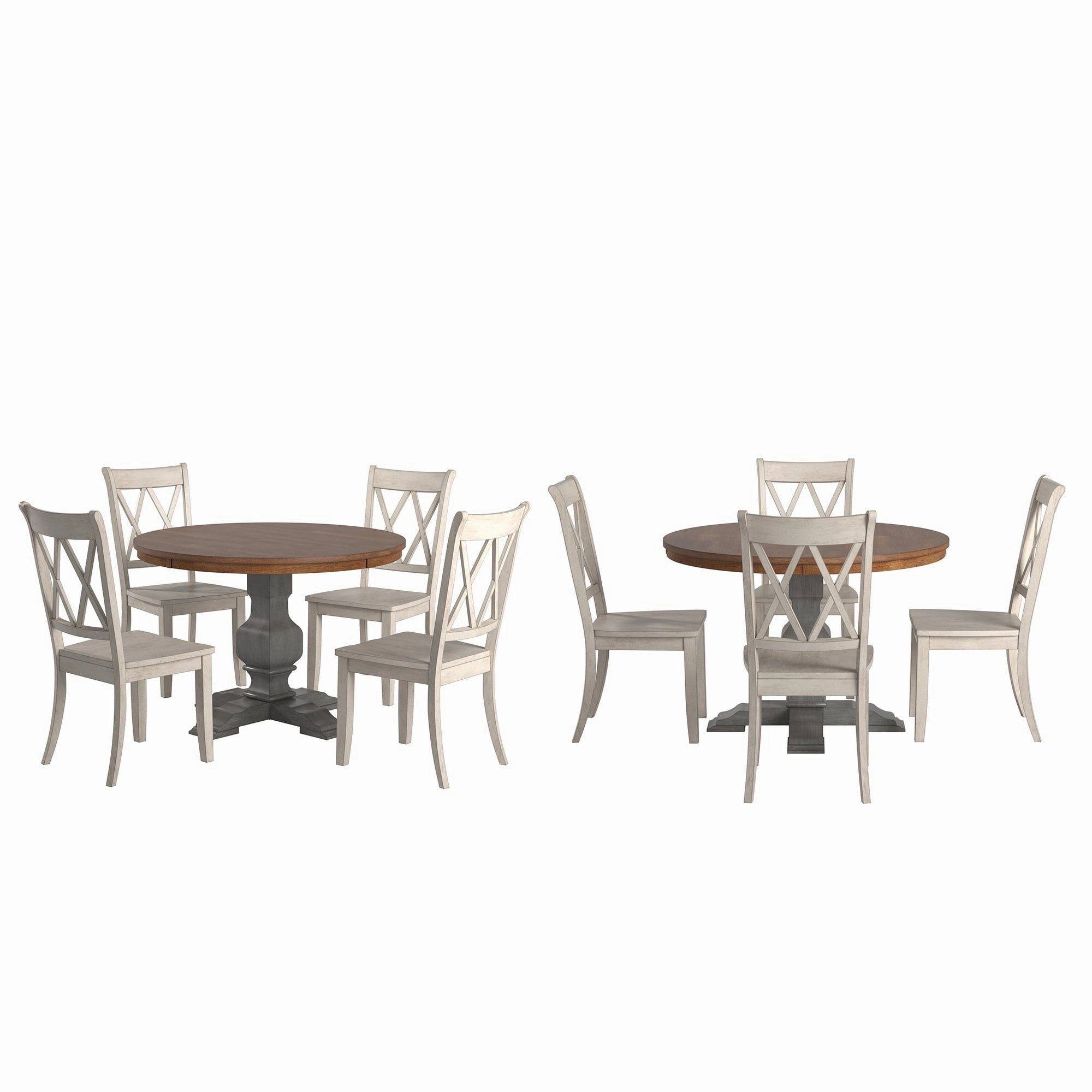 Ronda 45 Round Solid Wood Top Dining Set with X-Back Chairs