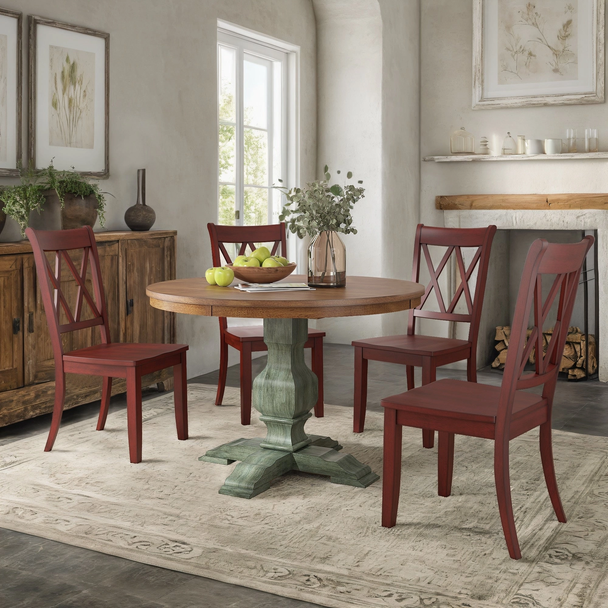Ronda 45 Round Solid Wood Top Dining Set with X-Back Chairs