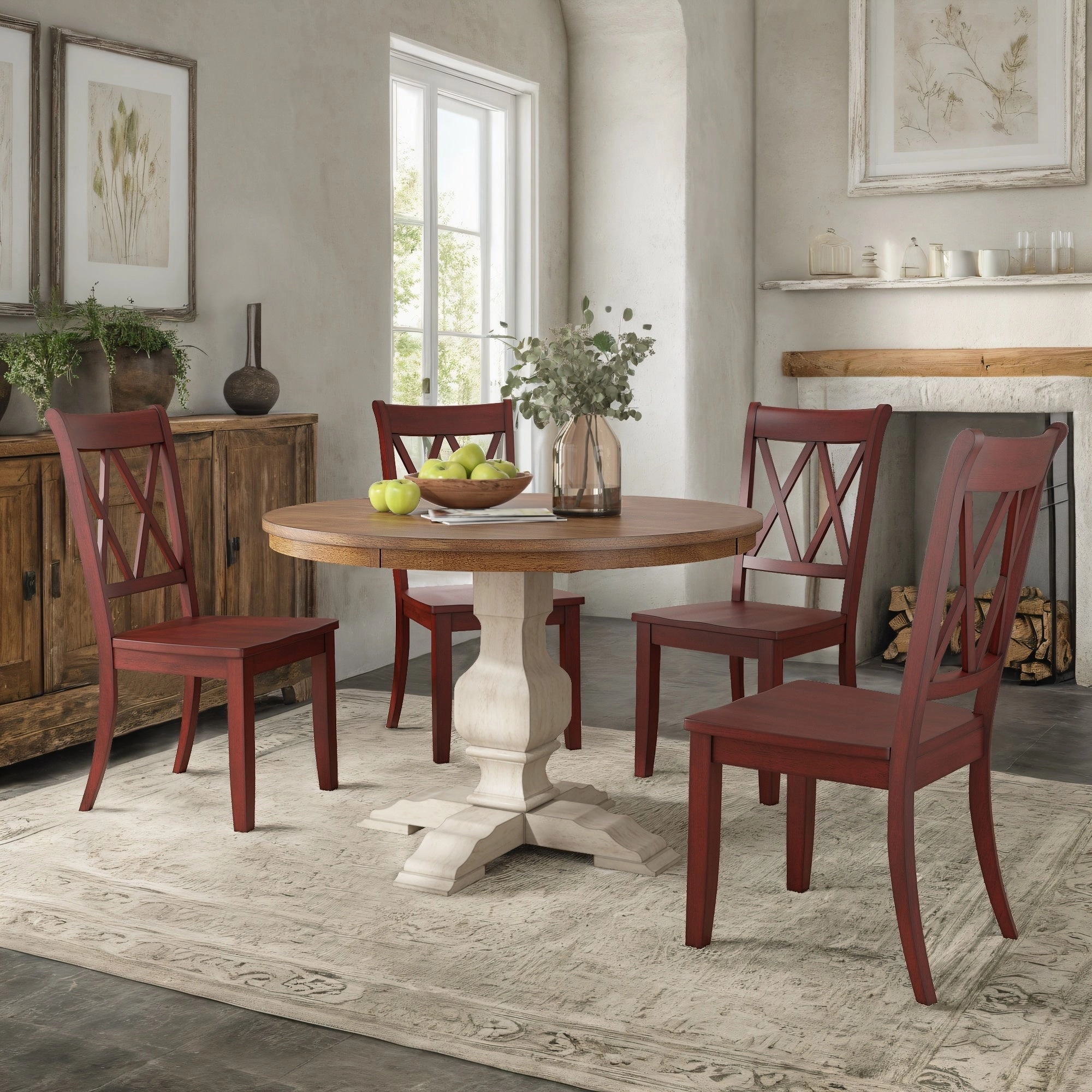 Ronda 45 Round Solid Wood Top Dining Set with X-Back Chairs